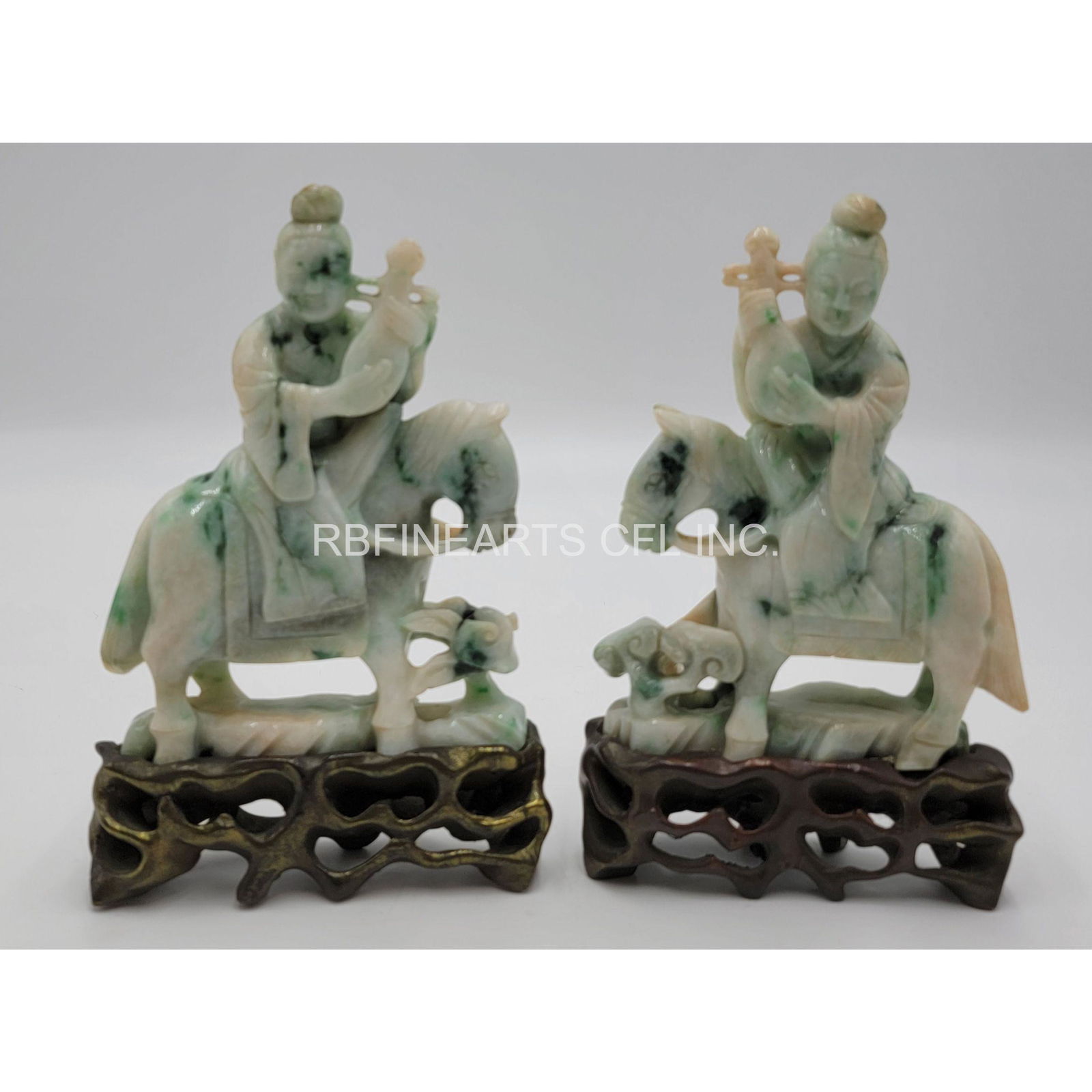 A Fine Pair Of Chinese Jadeite Figures 19th Century (1 of 20)