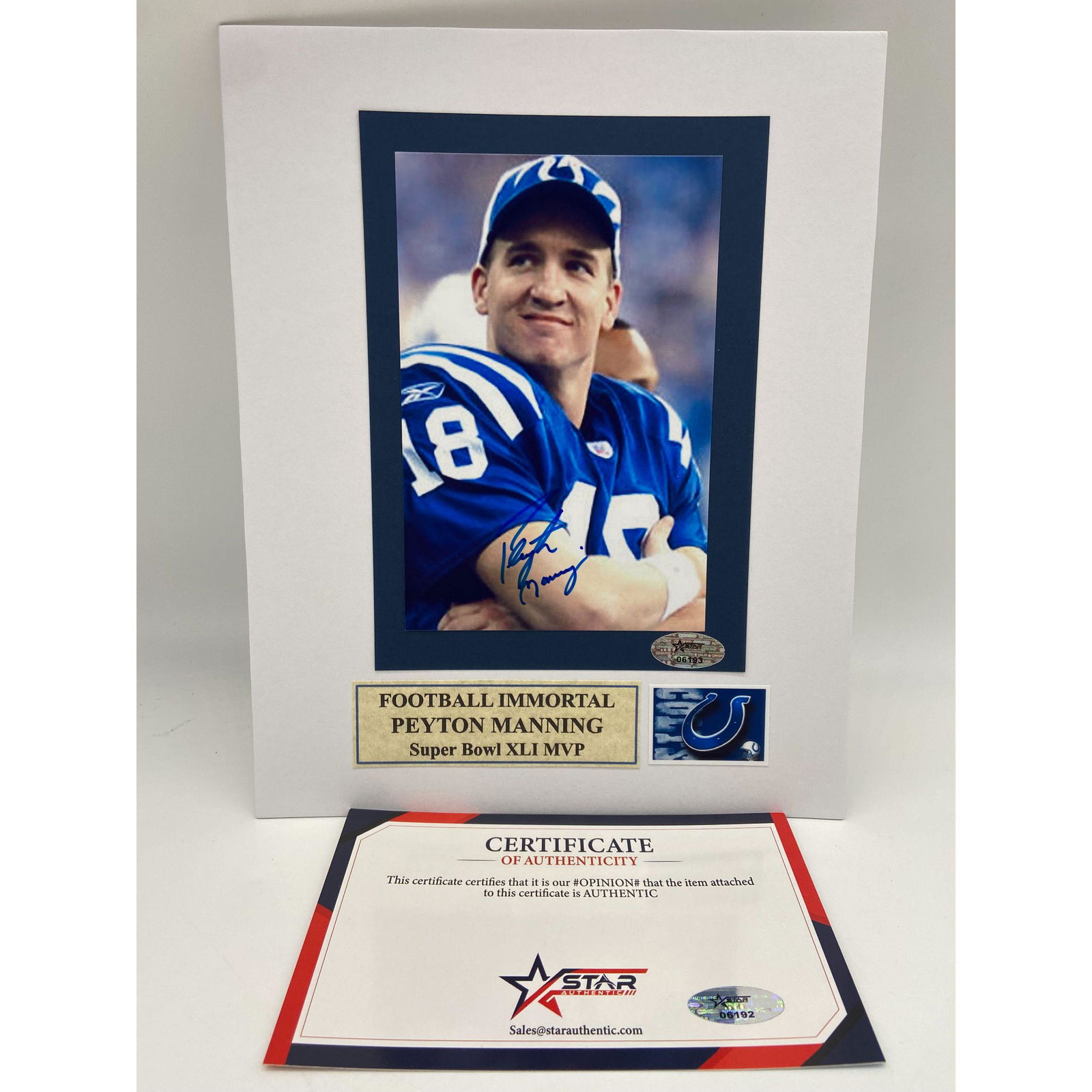 Signed NFL Peyton Manning Colts Photo w/ COA (1 of 5)