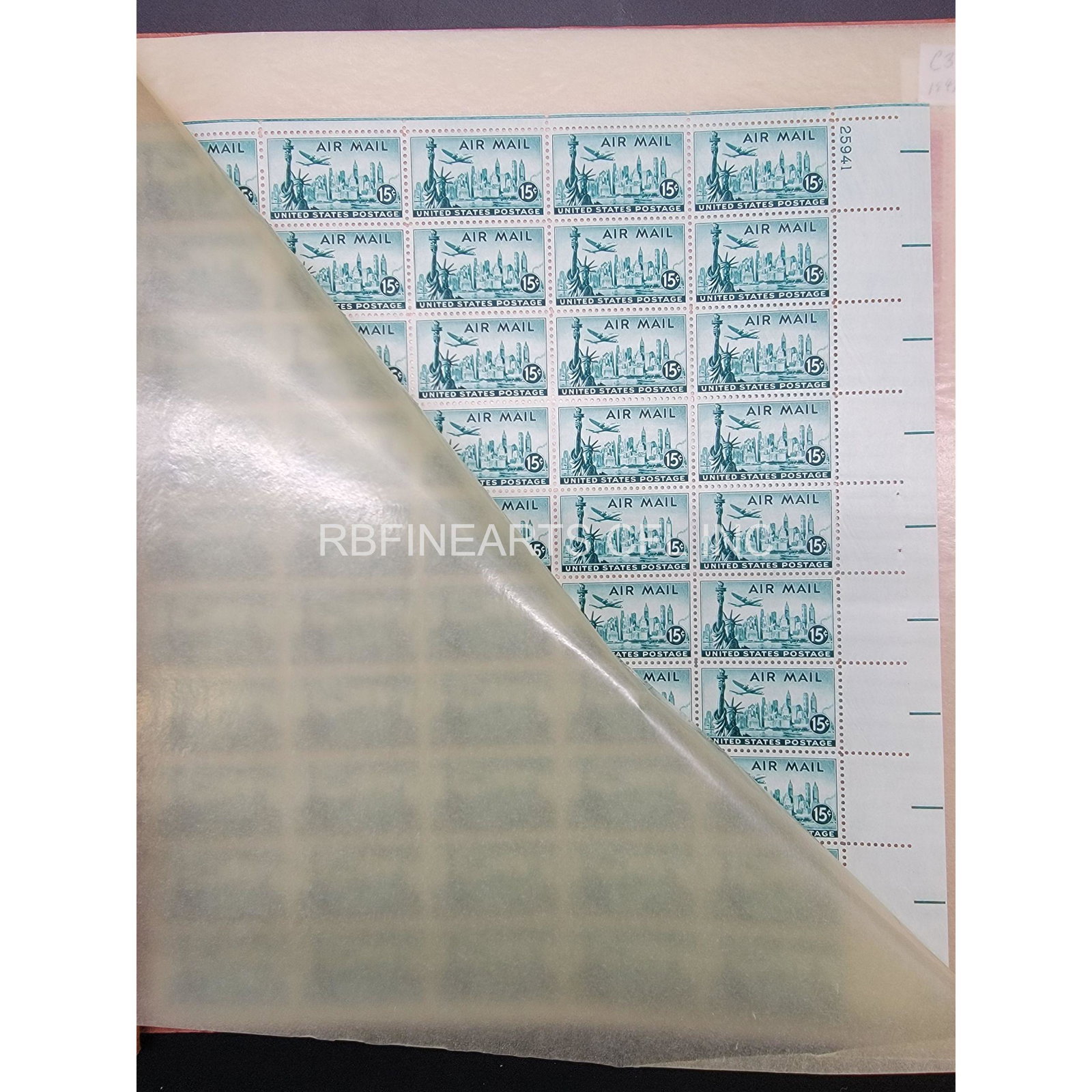 Stamps: Folder Of 9 Pristine Sheets Of Air-Mail Stamps: Stamps: Folder Of 9 Pristine Sheets Of Air-Mail Stamps With No Flaws Or Perforations Separation, All Outstanding. A Bonus Partial Sheet Of 70 New York State, Dept. Of Labor Inspection Stamps, Superb! 