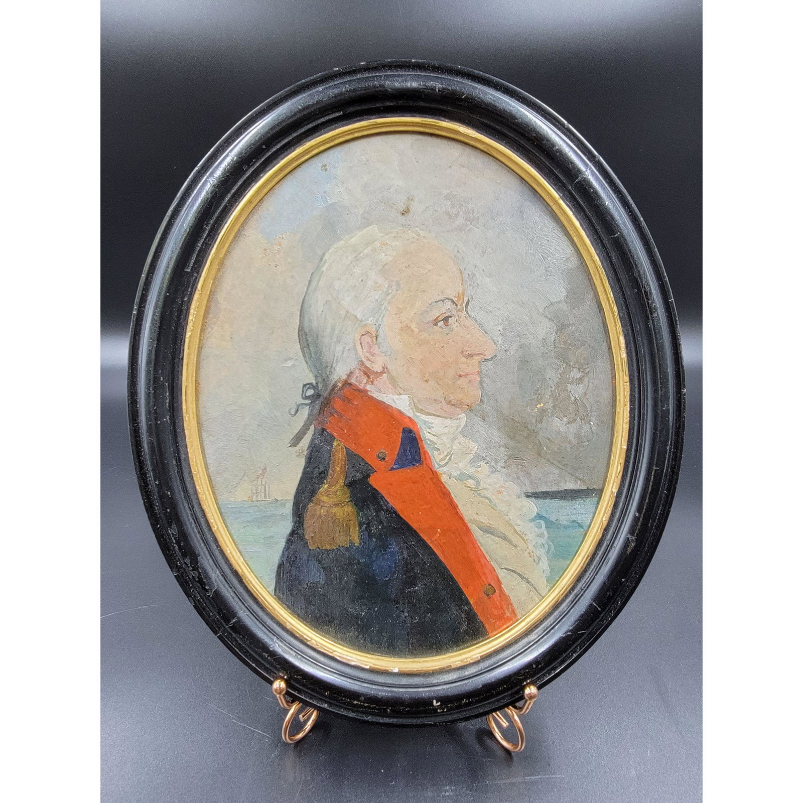 An Antique O/B Portrait of Napoleonic-Era, British Adm.: An Antique O/B Portrait of Napoleonic-Era, British Admiral. Measure 12" x 10", Sight 9.5" x 7.5" Please carefully read our terms of sale, shipping information, and request any condition reports or pho