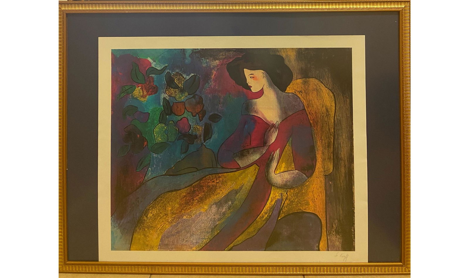 Lg Vintage Linda Le Kinff Serio Lithograph Of A Woman (1 of 4)