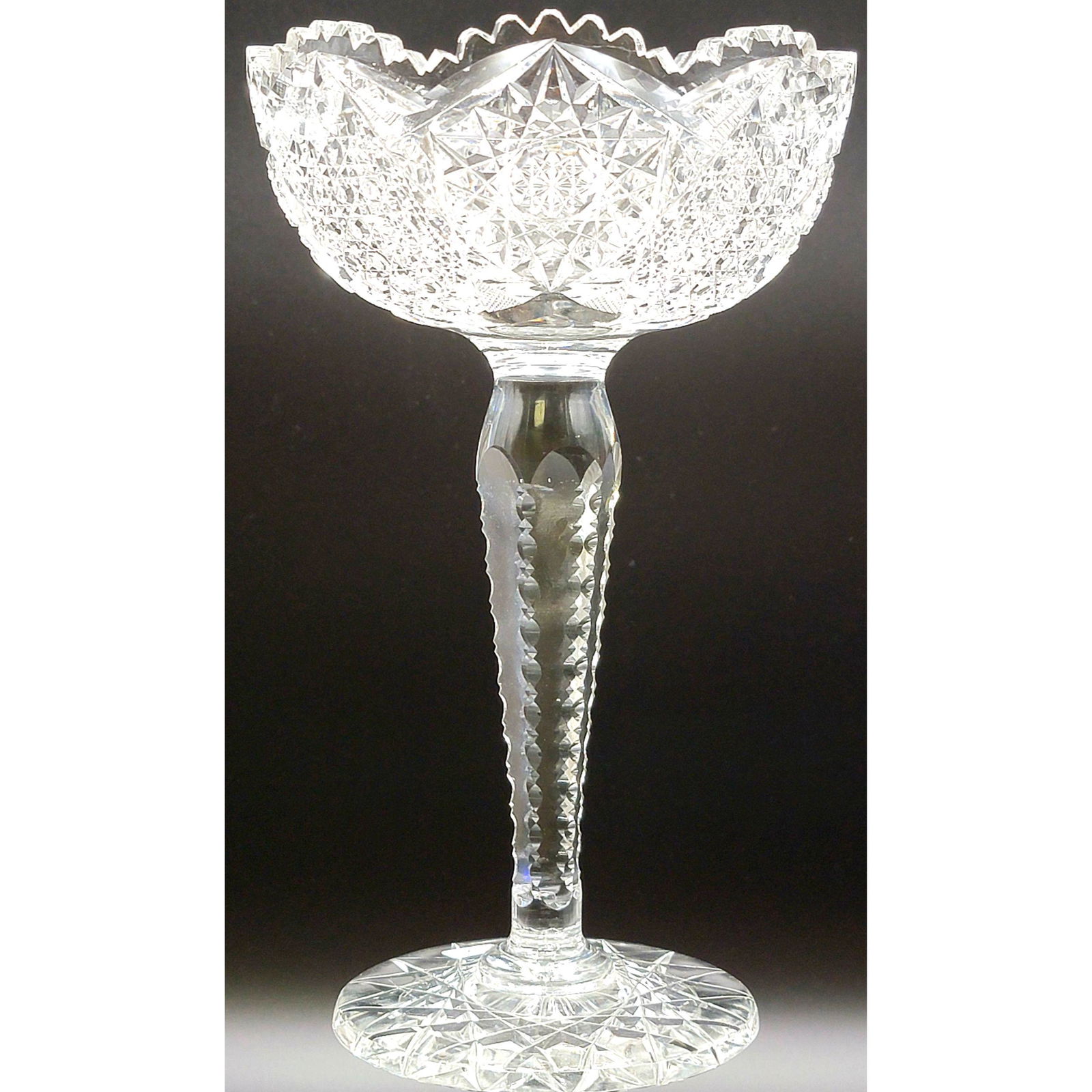 ABP Cut Glass Comport With 16 Point Base (1 of 10)