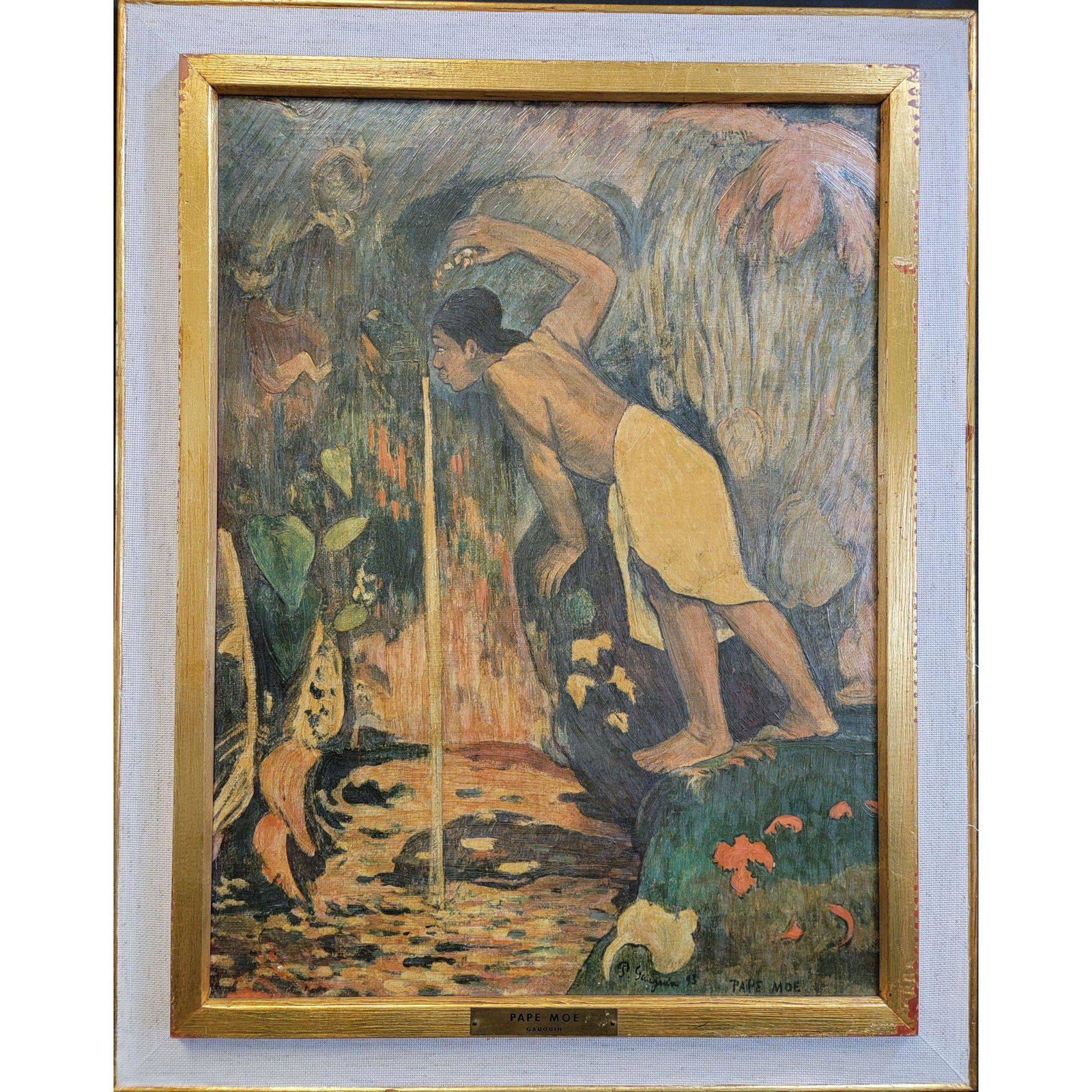 Genuine Reproduction Paul Gauguin "PAPE MOE": Genuine Reproduction Paul Gauguin "PAPE MOE". Frame measure 27" X 21.5", SIGHT 21.5" X 16 1/4"