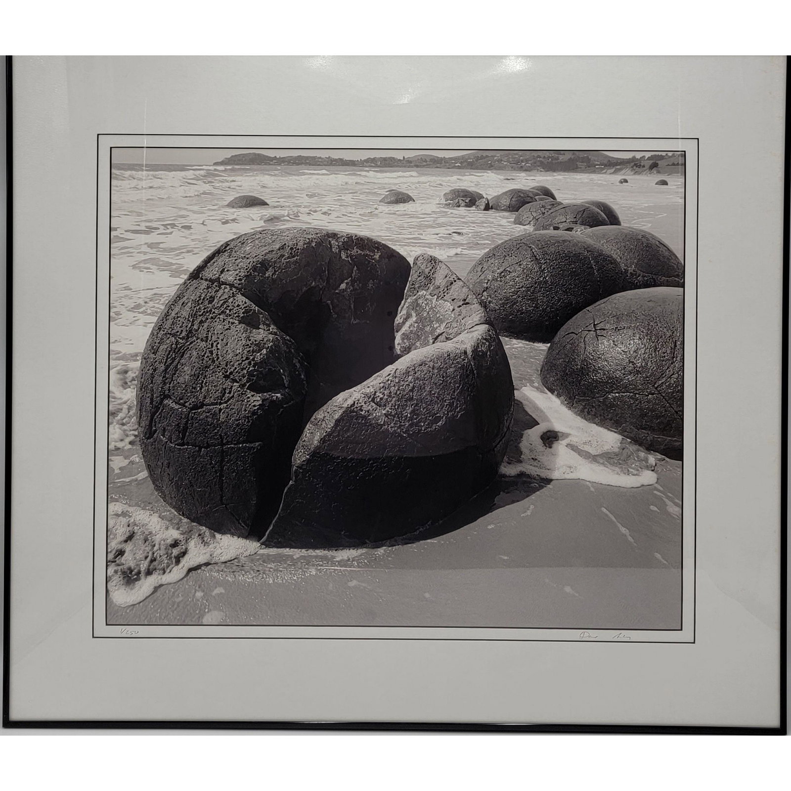 Dave Archer ROCKS AT THE BEACH Photograph Signed #1: Dave Archer ROCKS AT THE BEACH New Zealand Photograph Signed #1 Of 250. Frame measure 28 1/4" x 22 1/4"