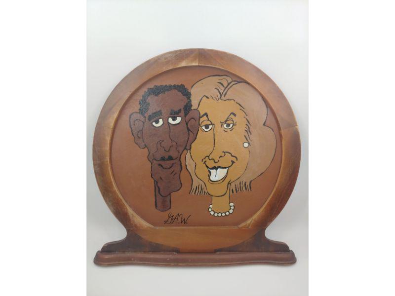 Folk Art Painting "OBAMA & HILLARY" Signed GAW (1 of 8)