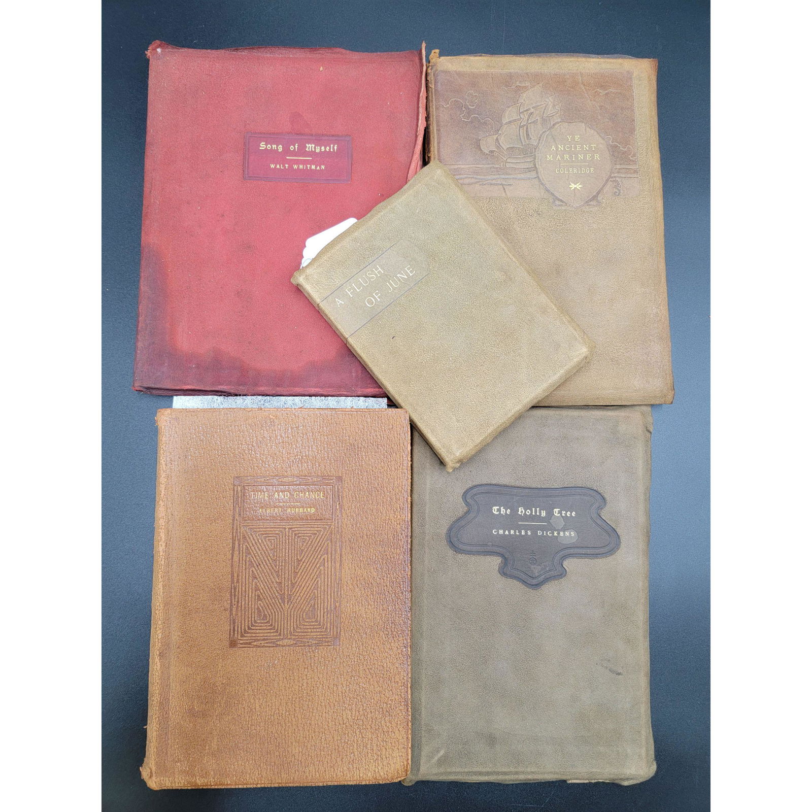 5 Books- Roycroft Soft Leather Cover Books 19th C (1 of 6)