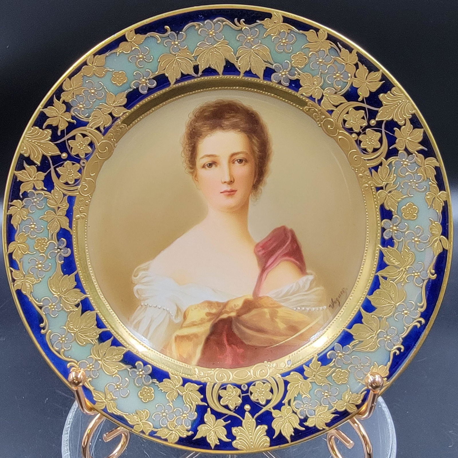 Antique Royal Vienna Portrait Plate Signed Wagner 19 C (1 of 10)