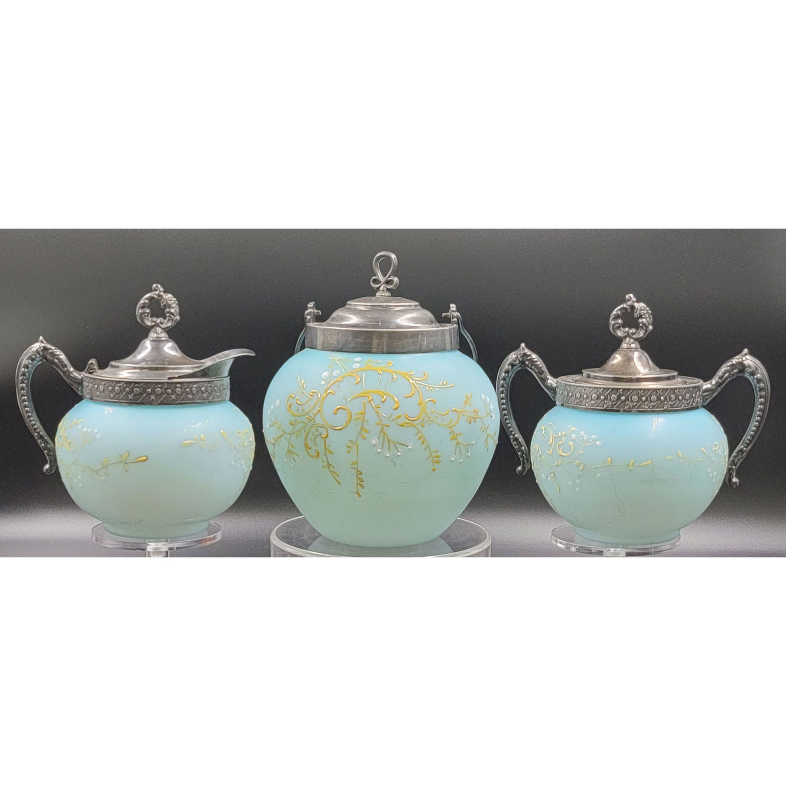 3 Pcs Victorian Biscuit Jar With Sugar & Creamer (1 of 10)