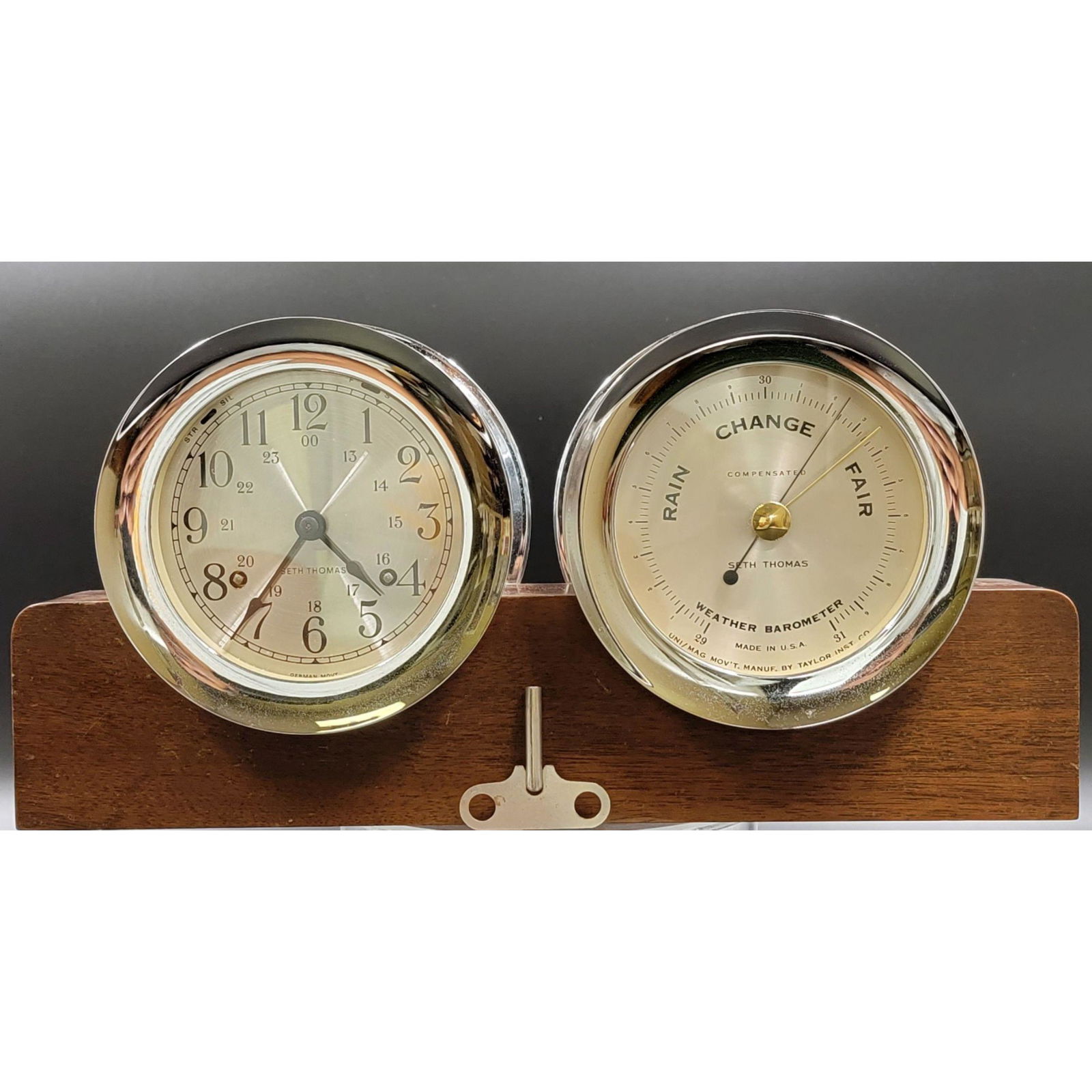 Seth Thomas Corsair Chrome Clock & Barometer E537-006 (1 of 10)