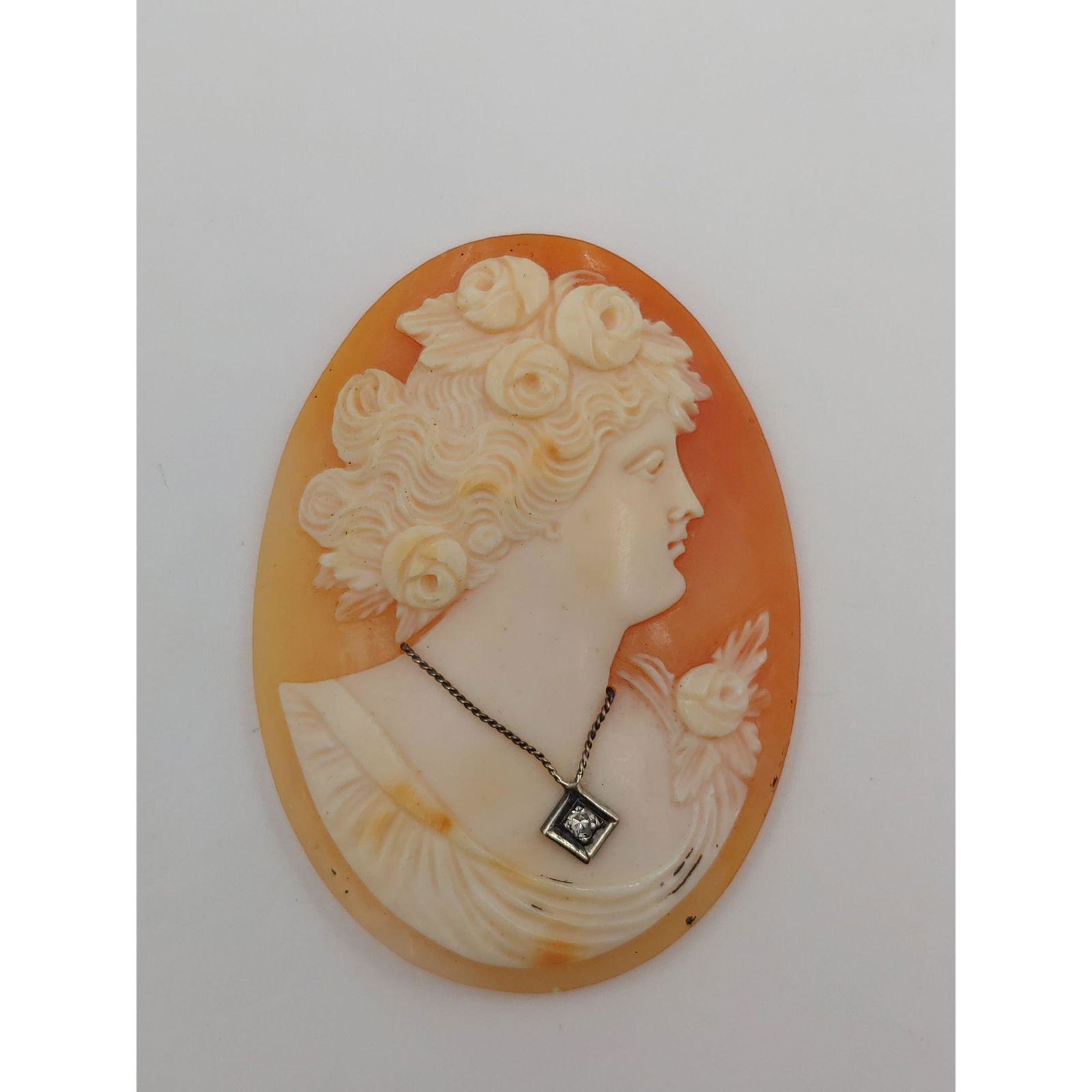 Very Fine Antique Shell Cameo With Diamond (1 of 3)