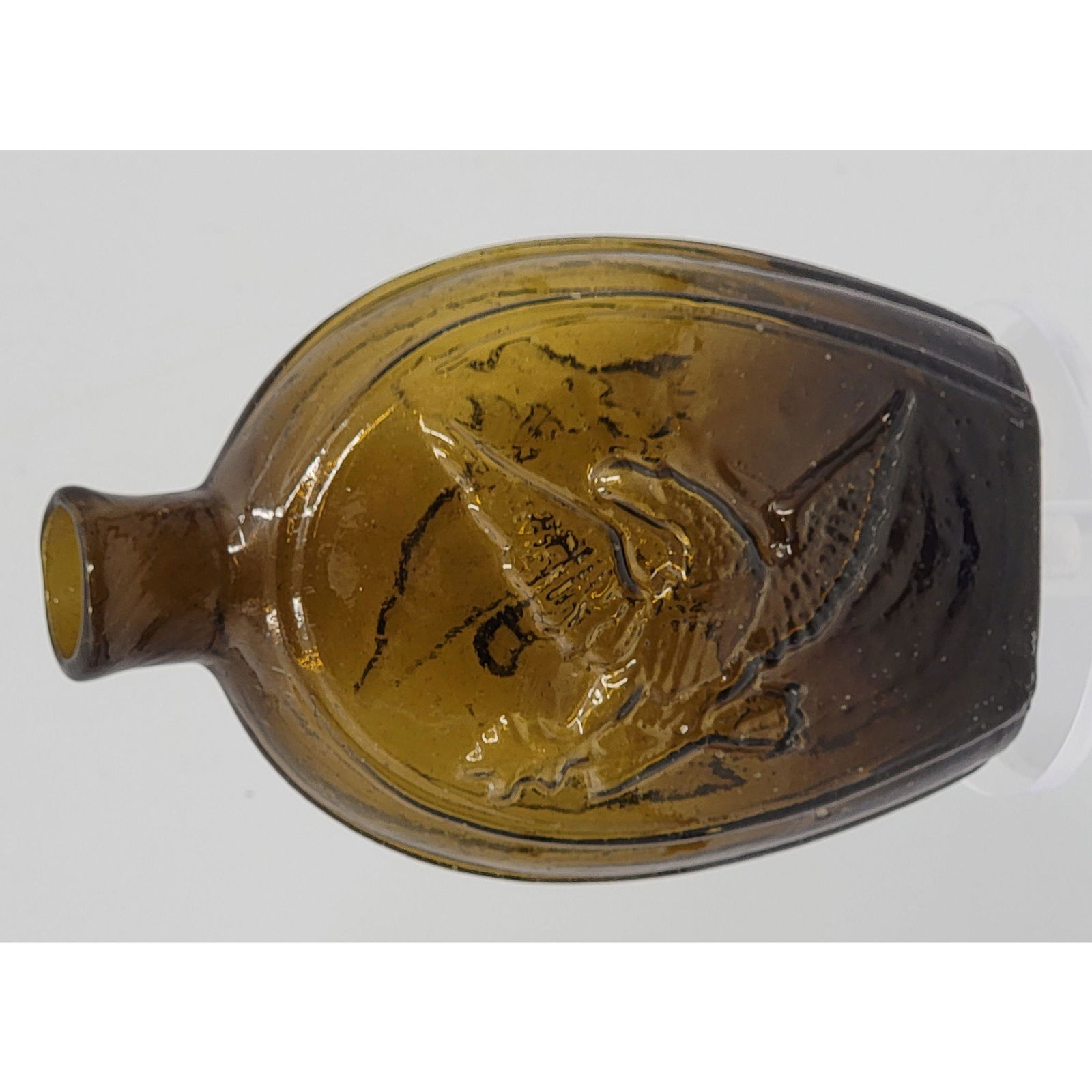 A Rare 19C Double Eagle Hand Blown Flask Large Pontil (1 of 9)