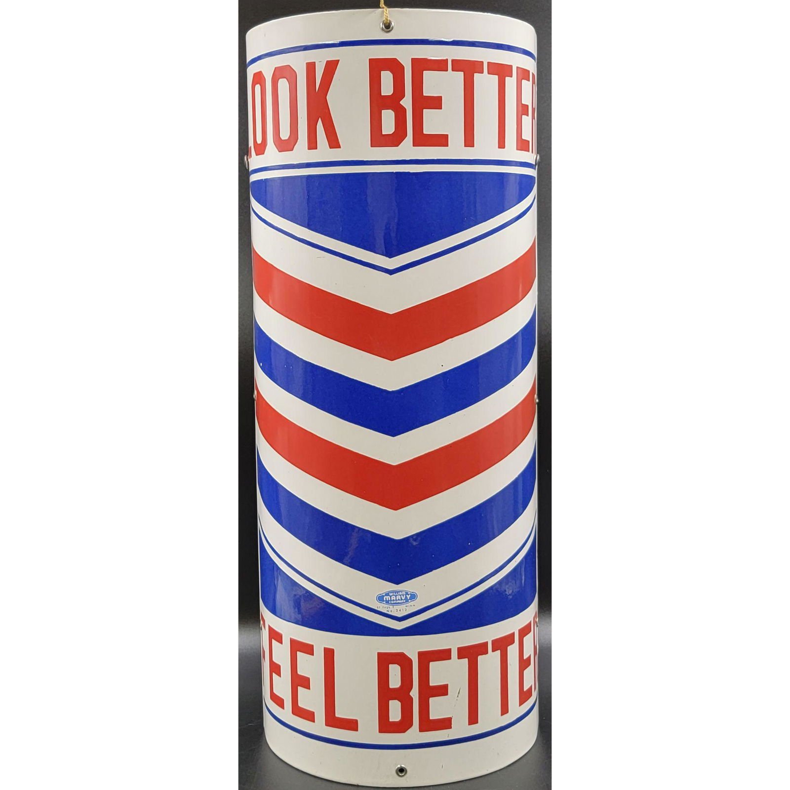 NOS Enamel Barber Sign With Mounts No. 2412 (1 of 6)