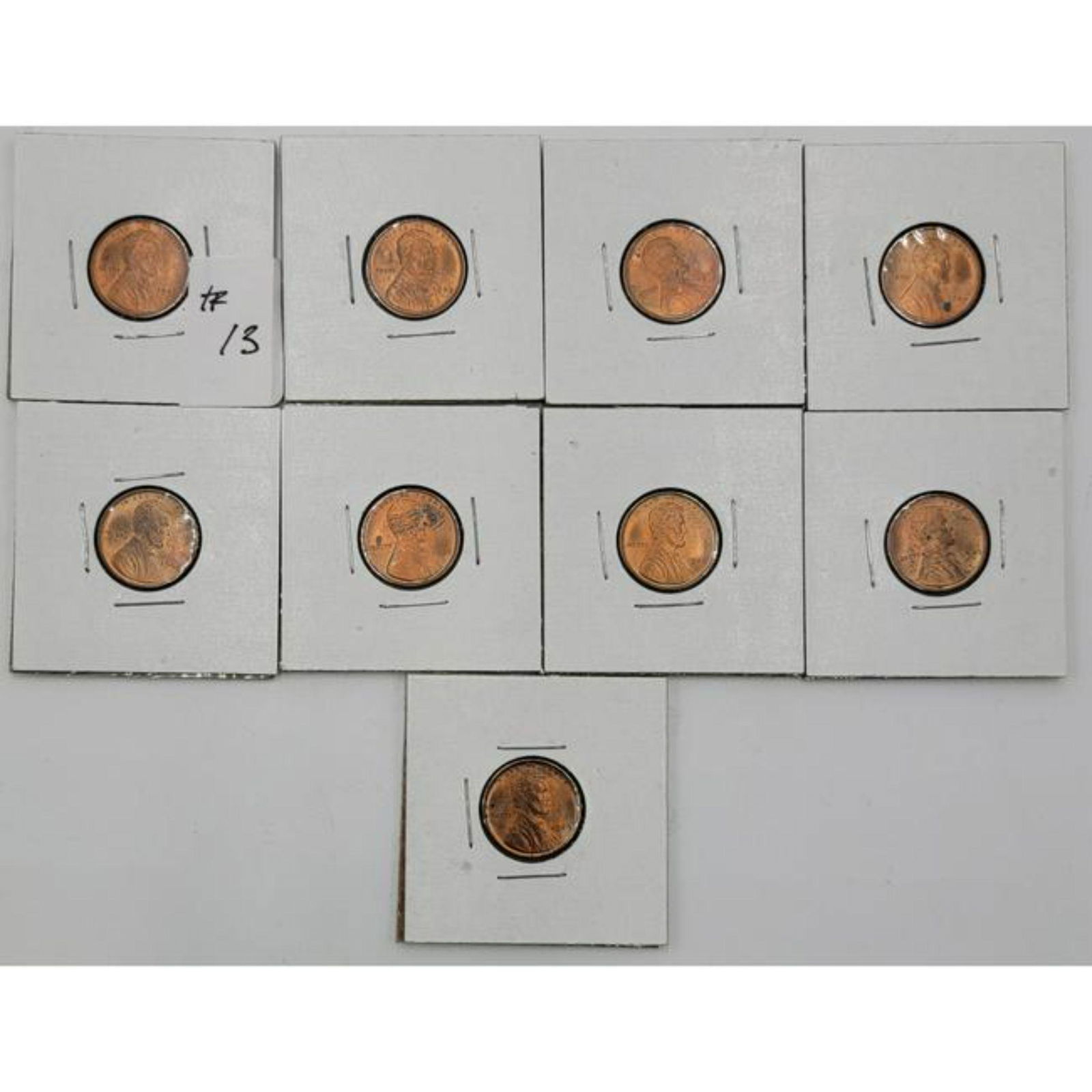 Lot Of 9 1909 VDB US Lincoln Pennies MS60 Or Better (1 of 19)