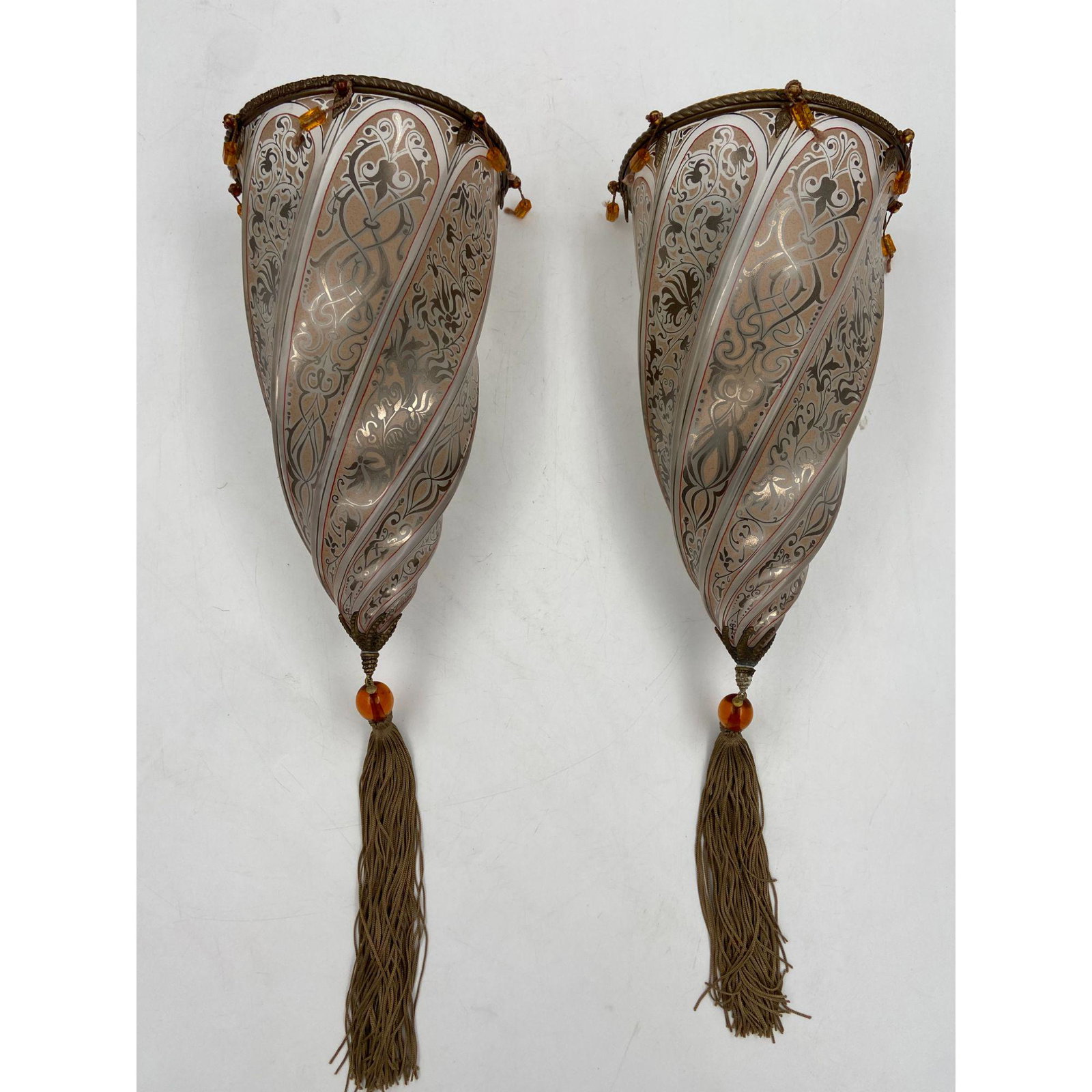 Archeo Venice Design Italian Murano Wall Scones: Pair Of Archeo Venice Design Italian Murano Wall Scones , Measures 13" x 7"....Please carefully read our terms of sale, shipping information, and request any condition reports or photos prior to placi