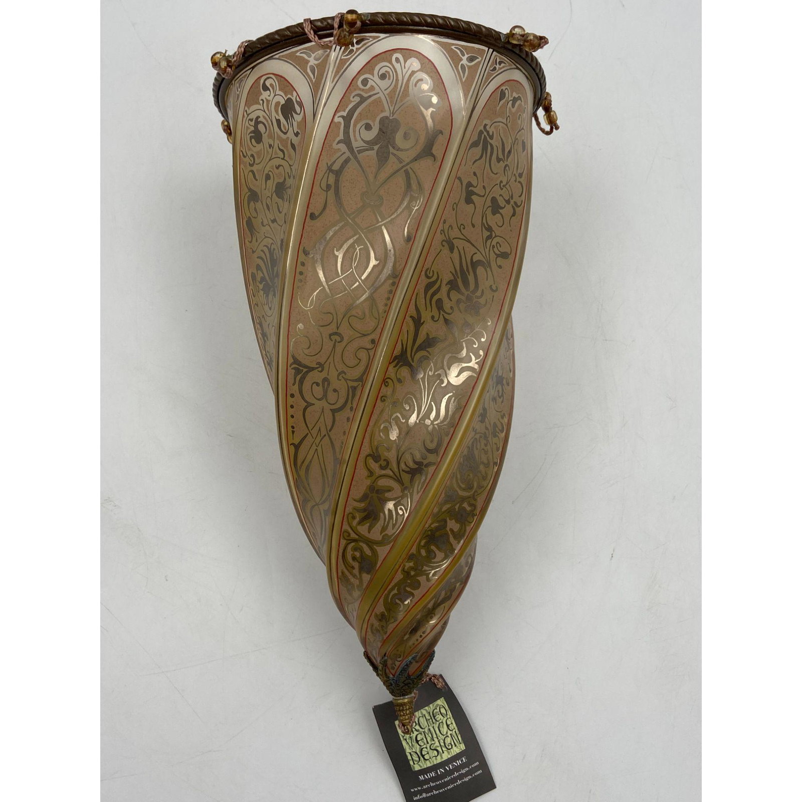 Archeo Venice Design Italian Murano Wall Scones: Archeo Venice Design Murano Wall Scone, Measures 14"....Please carefully read our terms of sale, shipping information, and request any condition reports or photos prior to placing a bid. Any condition