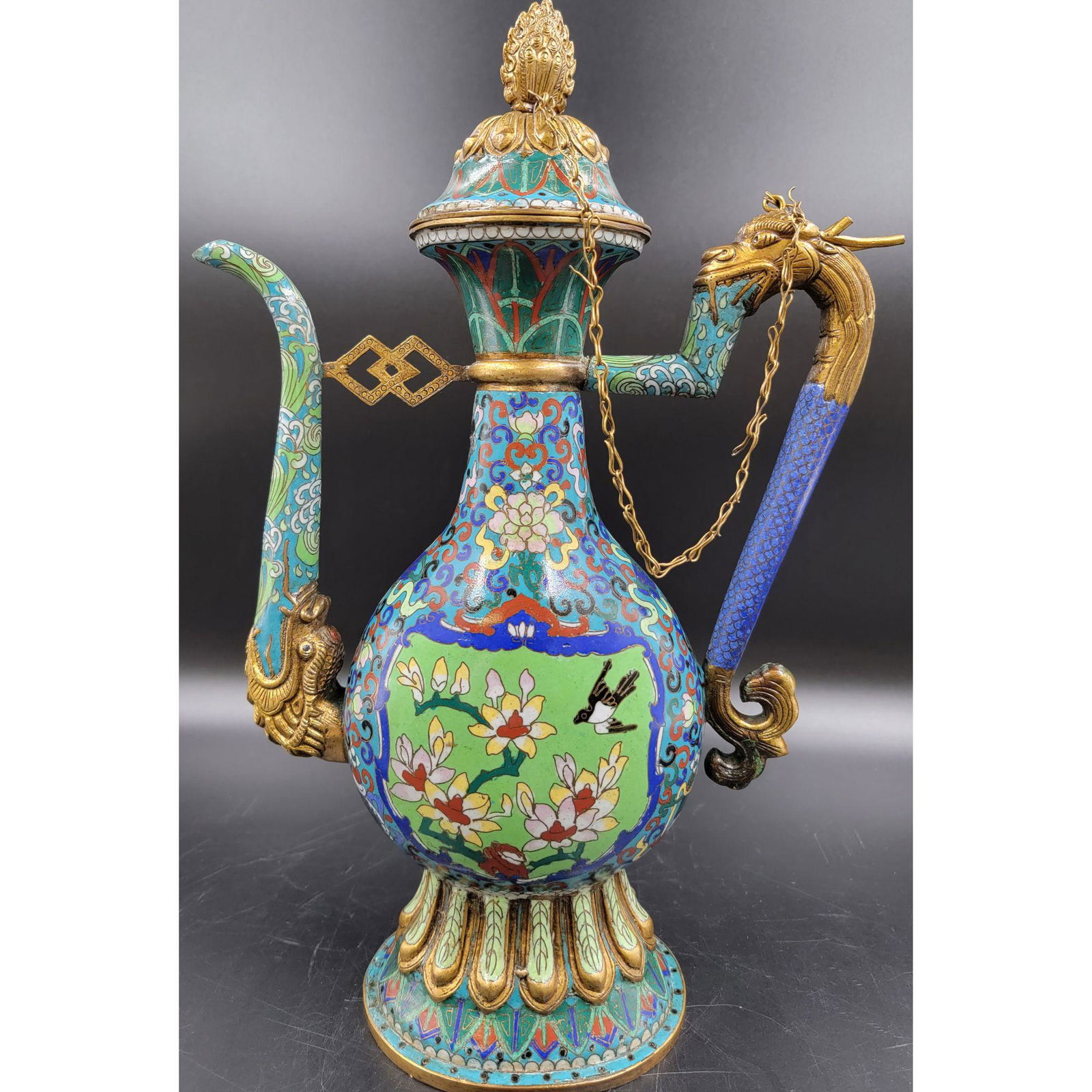 Antique Chinese / Tibetan CloisonnÃ© Teapot 18-19th C (1 of 20)