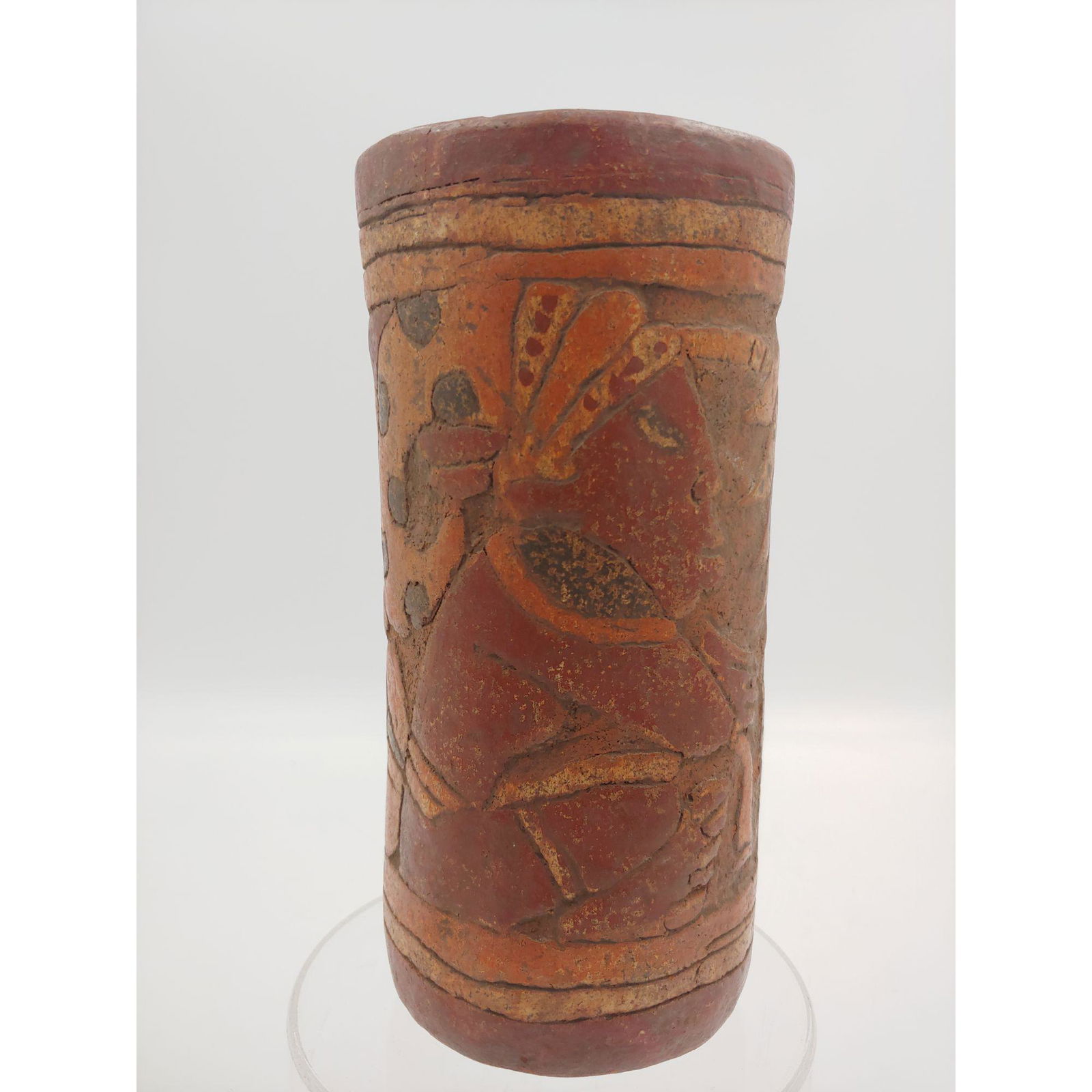 Pre Columbian  Mayan Polychrome Cylinder Vase (1 of 7)