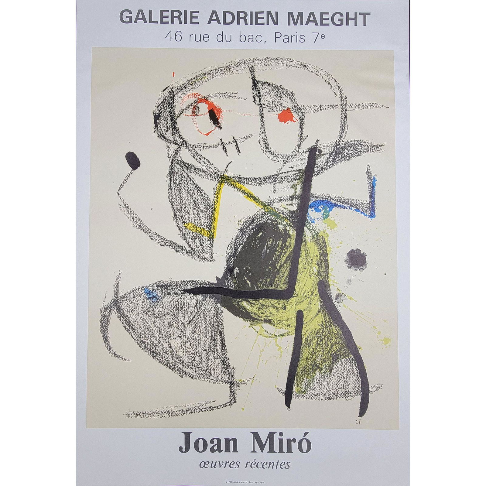1983 Lithographic Joan Miro Poster Adrien Maeght (1 of 4)