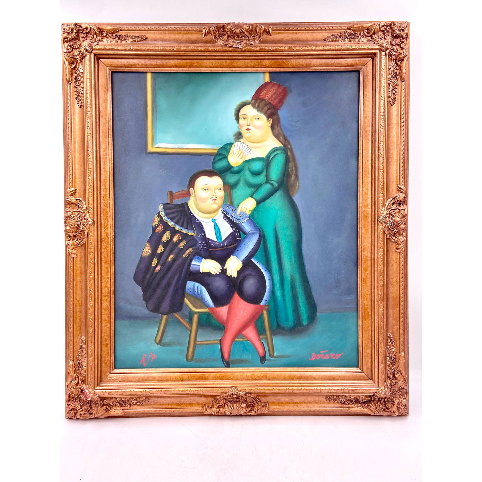 Fernando Botero (After) Oil On Canvas Painting: Fernando Botero (After) Oil On Canvas Painting "Giclee"...SOLD AS IS NO PAPERWORK WITH THIS ITEM*... Frame Measures 27 3/4" x 31 3/4" Sight Measures 19 5/8" x 23 5/8", This Item Comes From A South Flo
