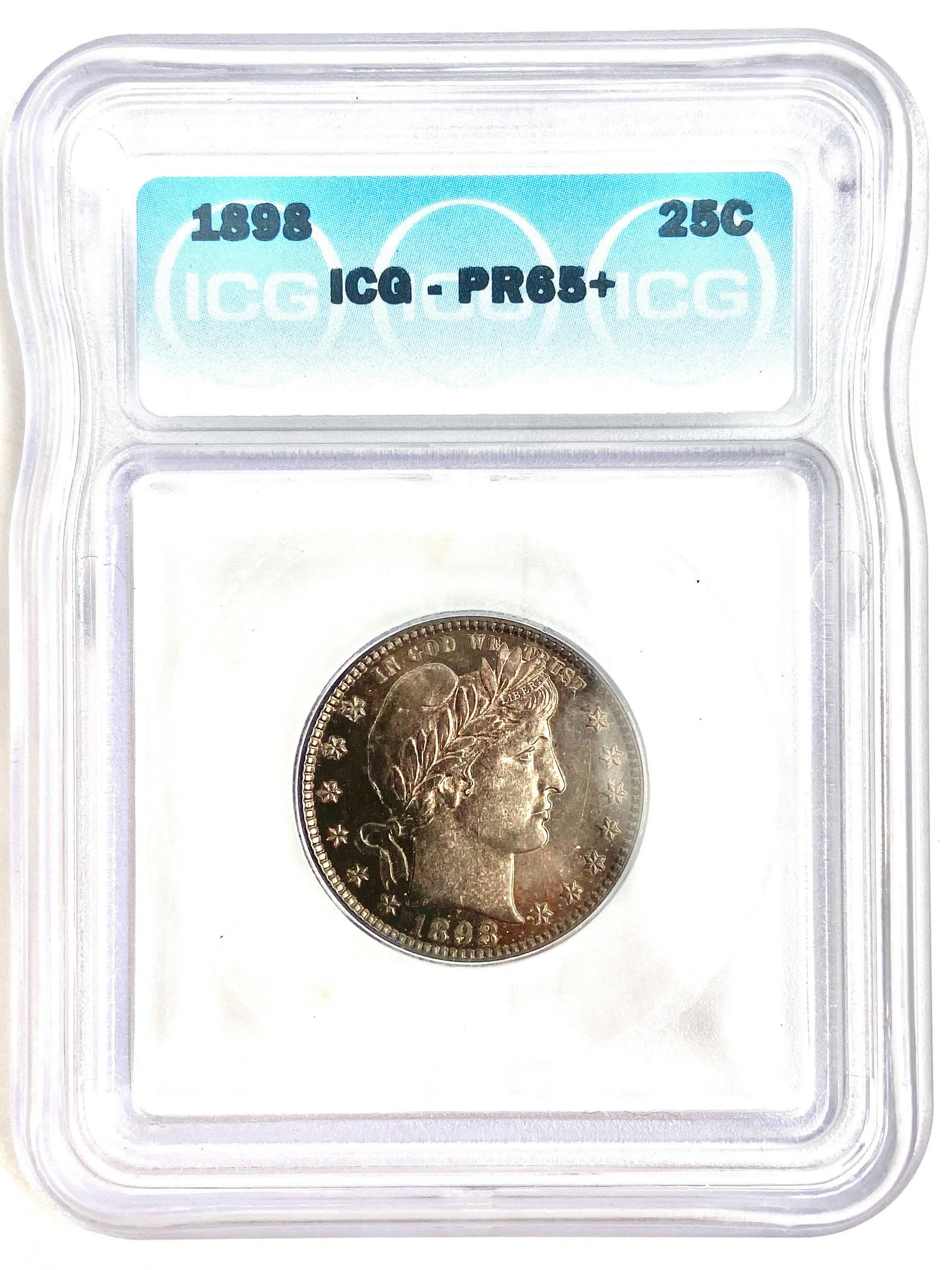 Slabbed US 1898 Barber Head Quarter, Graded PR65+ (1 of 2)