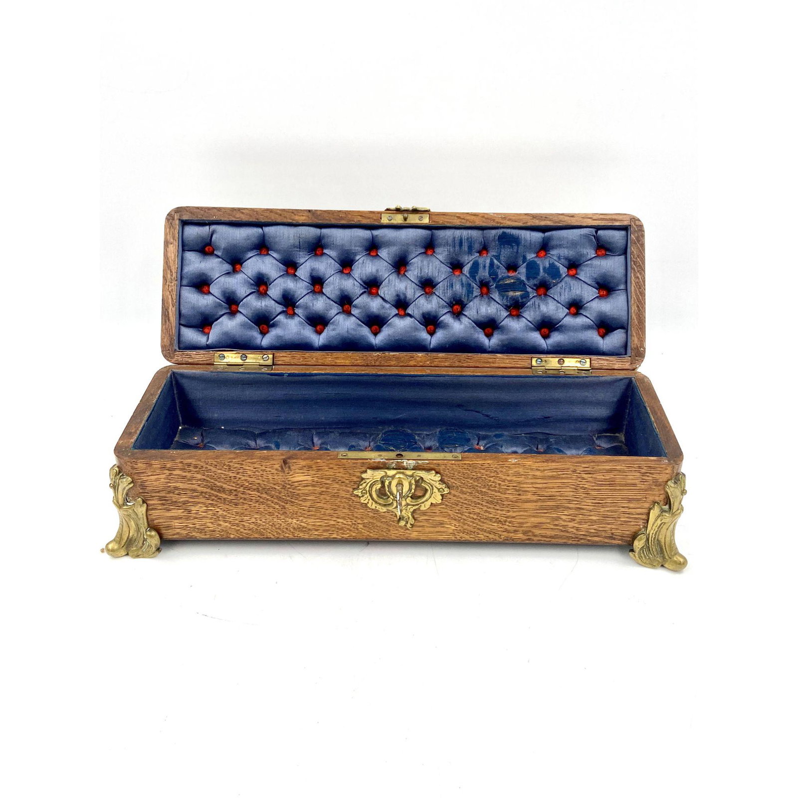 19th C Tiger Oak Glove Box On Mounted Bronze (1 of 7)
