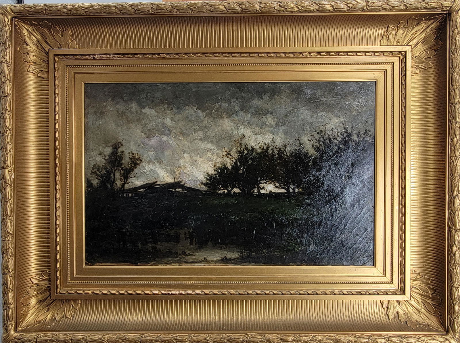 19th C O/C Barbizon Landscape Painting Signed Signed (1 of 14)
