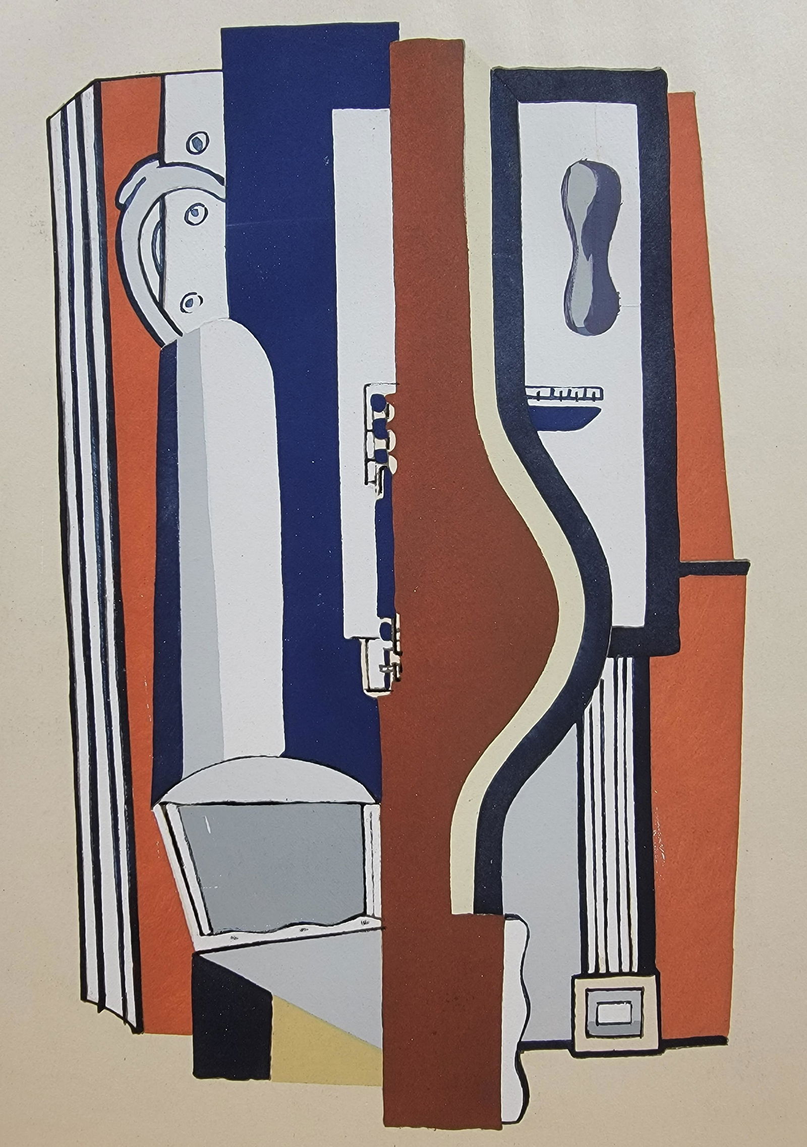 Watercolor / Gouache Painting Attributed To F. Leger: Watercolor/Gouache Painting Attributed To Fernand Leger French American 1881-1955. Measure 11" x 8 3/4". Please note: we attribute this work based upon the quality and style. We are not an authenticat