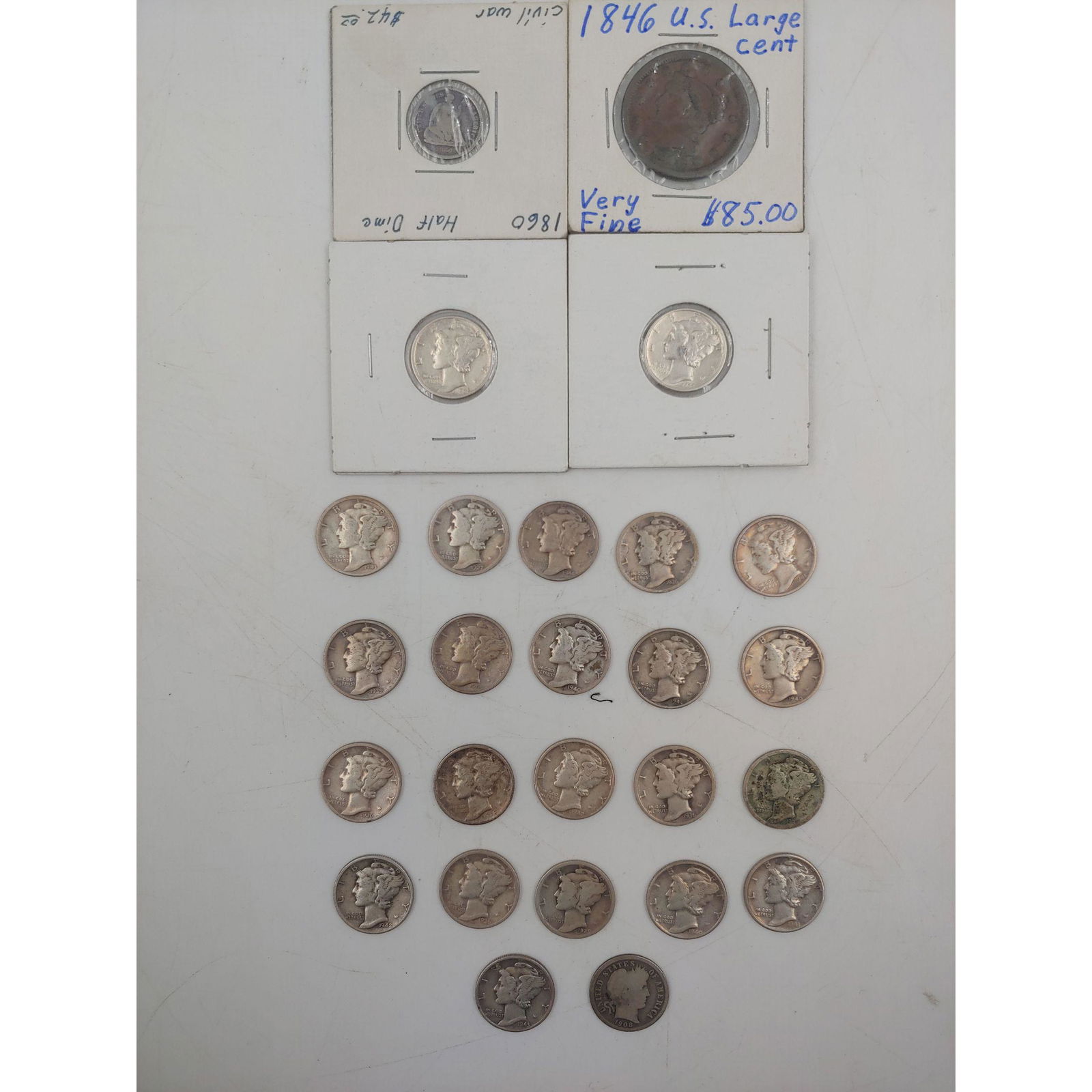 Lot of Mercury and Barber Dimes, Seated Half Dime & Lg (1 of 9)