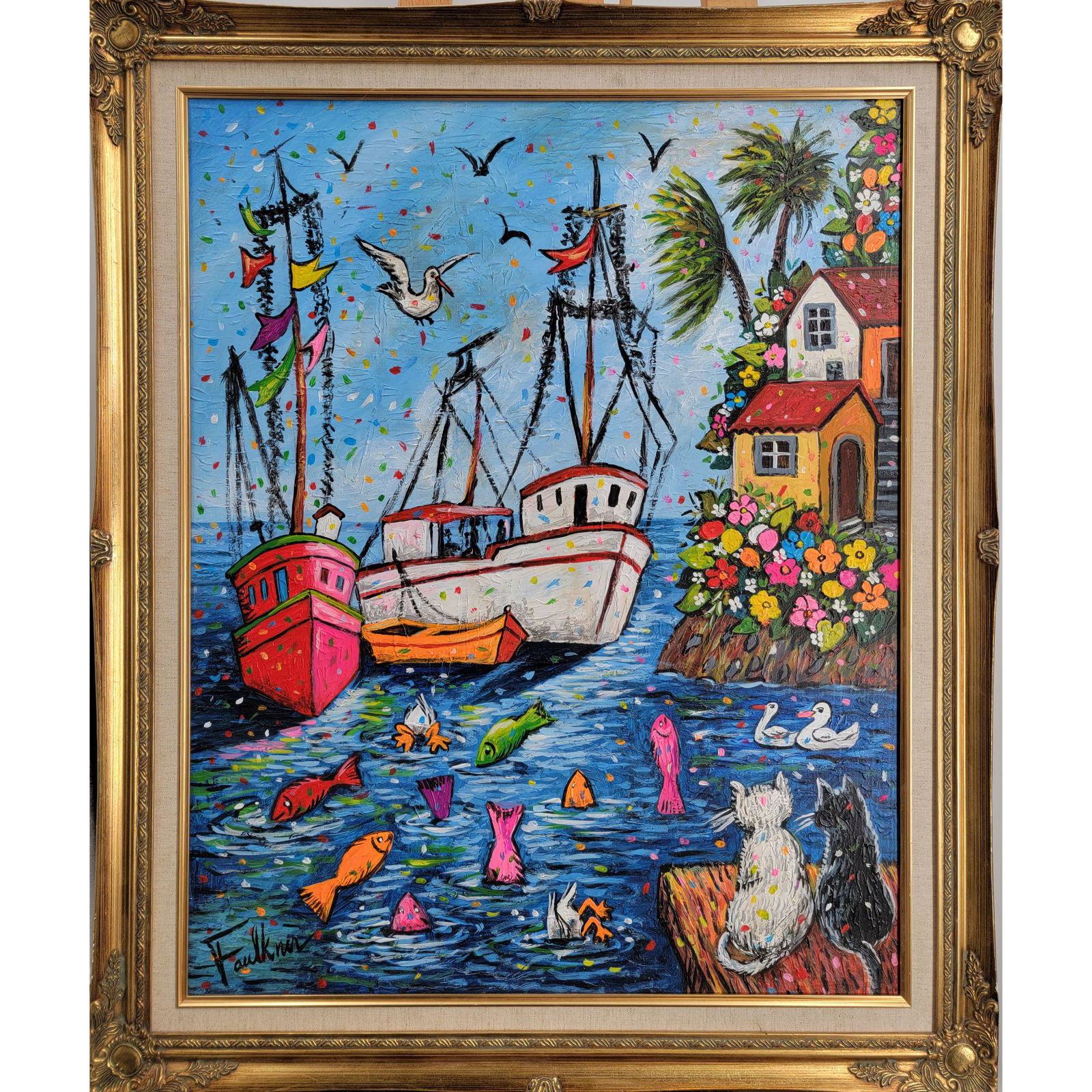 Henry Faulkner 1924-1981 American O/B Painting: Henry Faulkner 1924-81 American O/B Painting W/ A COA. Frame Measure 35.5" X 29 1/4", Sight 30" x 24". Please note: we attribute this work to based upon the quality and The presence of a signature. We