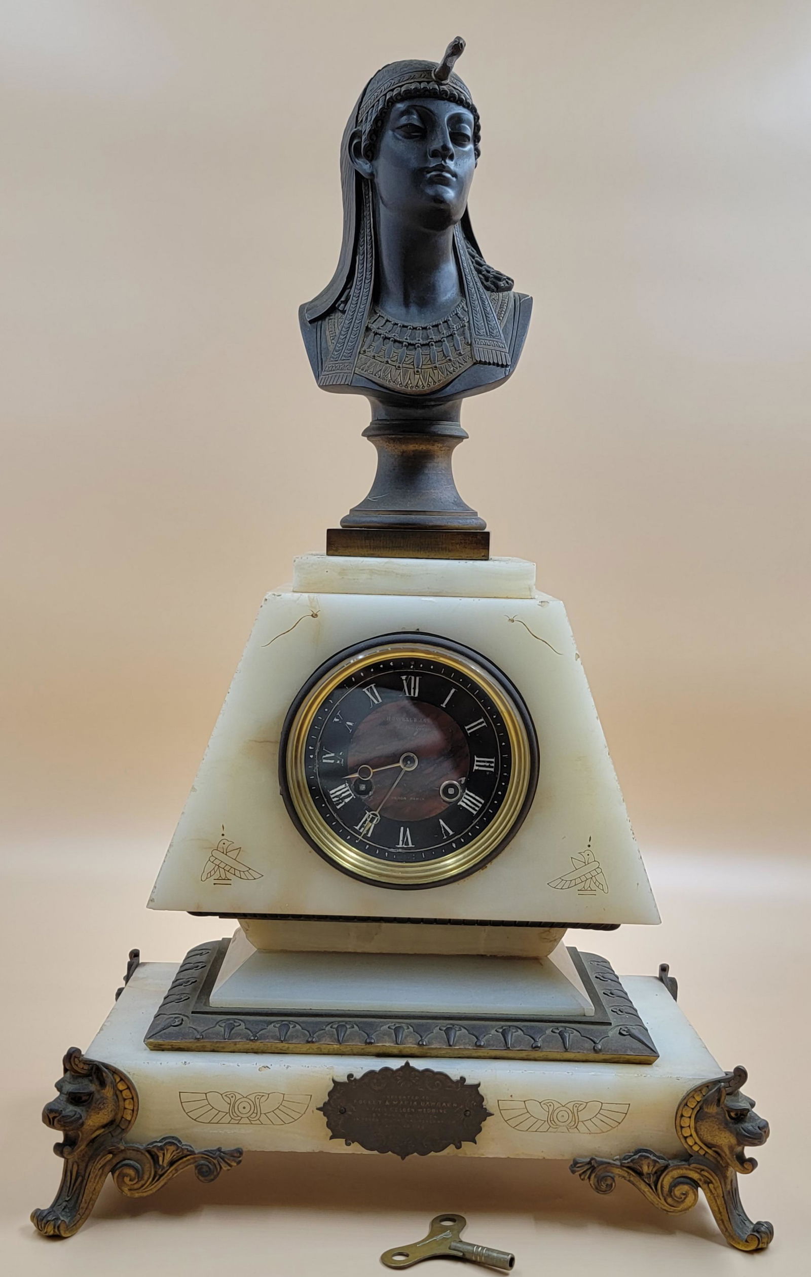 Antique French Egyptian Revival Clock Howell & James (1 of 18)