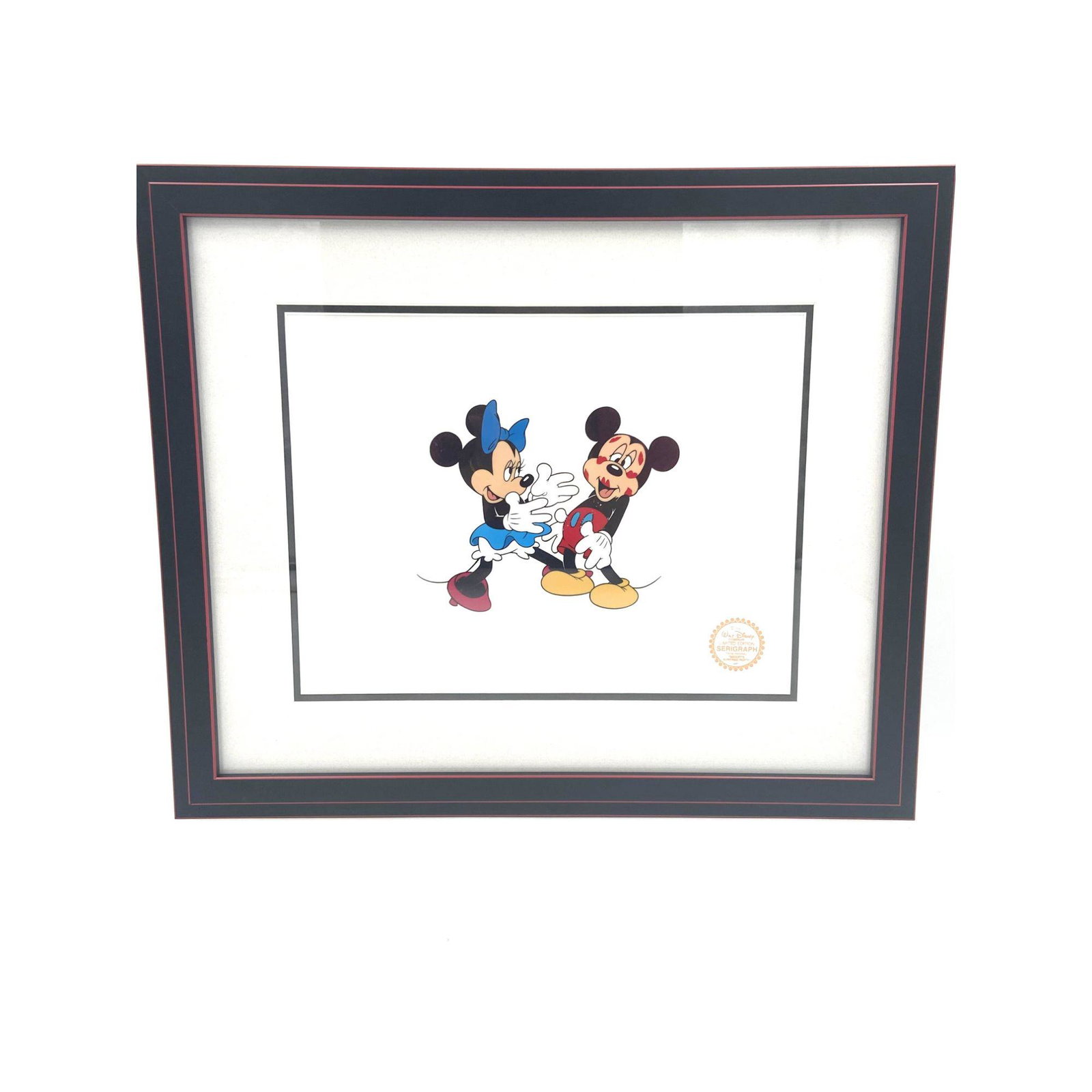 Mickey Mouse & Minnie Mouse Walt Disney "Mickey's Surpr: Mickey Mouse & Minnie Mouse Walt Disney "Mickey's Surprise Party" Limited Edition Animation Serigraph. Matted And Framed 20 5/8" x 17 3/8". Please carefully read our terms of sale, shipping informatio