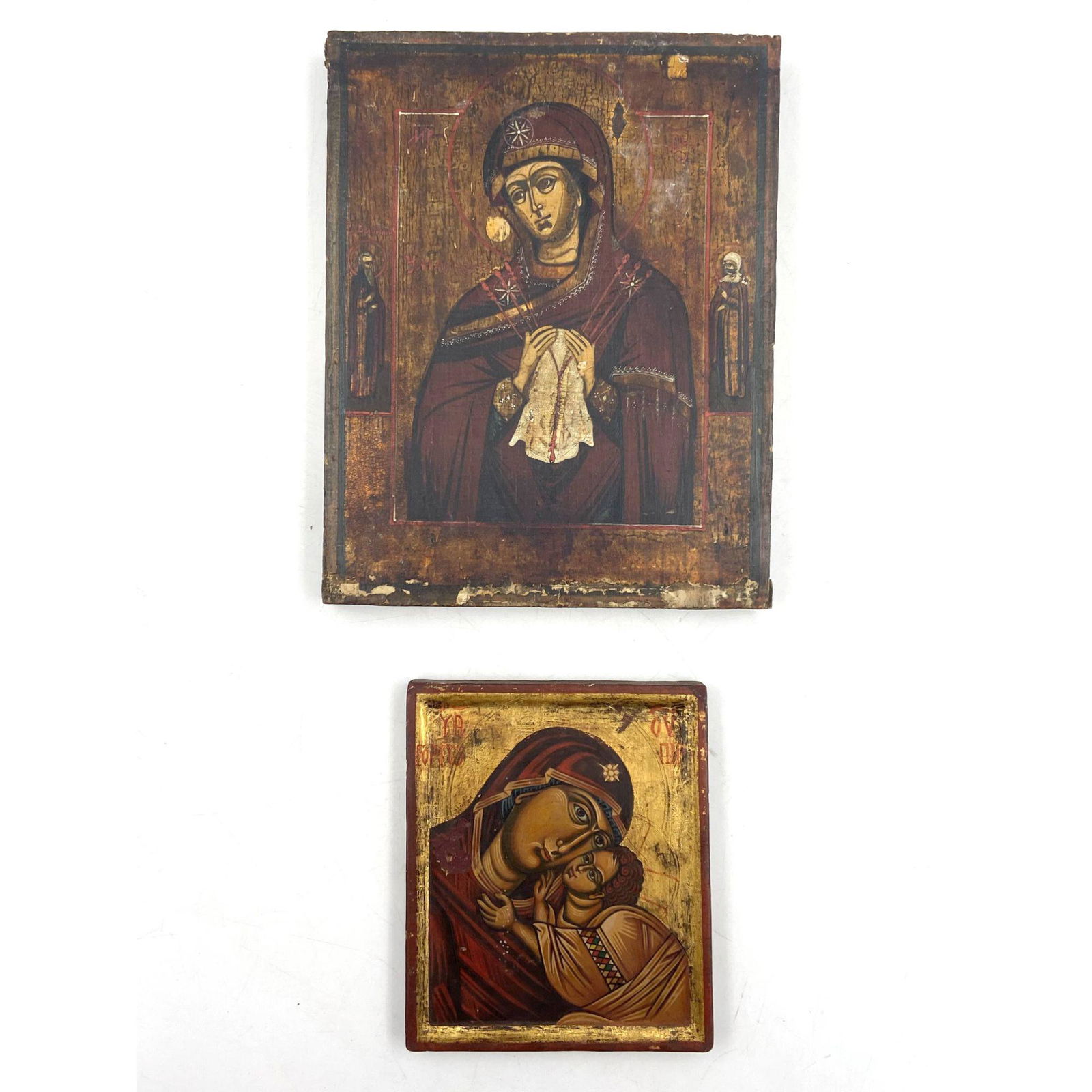 Pair Of Antique Hand-Painted Religious Icons (1 of 6)