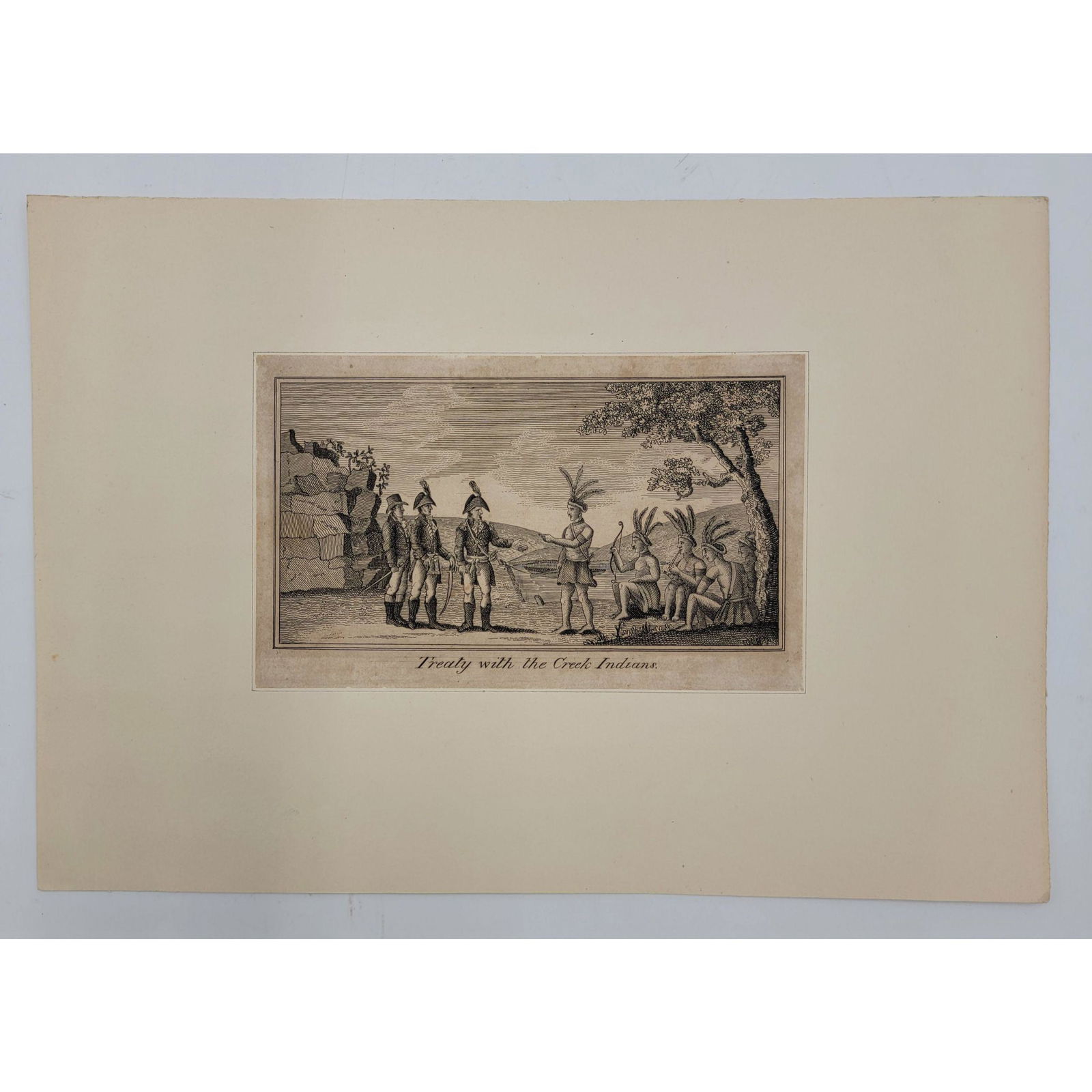 18th C Revolutionary War Engraving Indian Treaty (1 of 5)