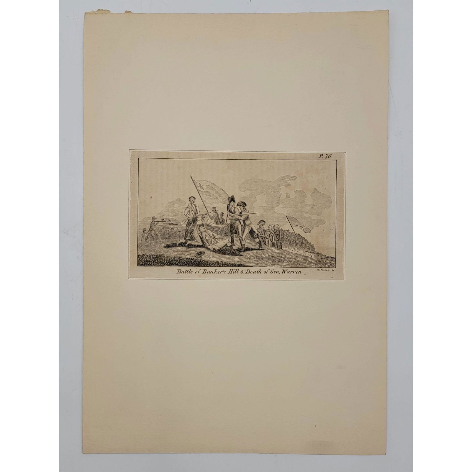 18th C Revolutionary War Engraving Gen Warren Death (1 of 5)