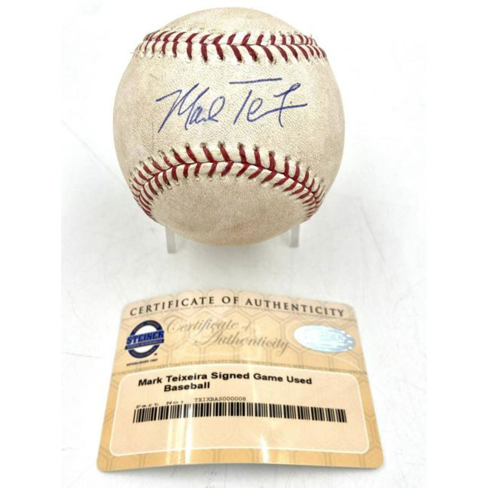Mark Teixeira NY Yankees Autographed Game Used Baseball (1 of 6)
