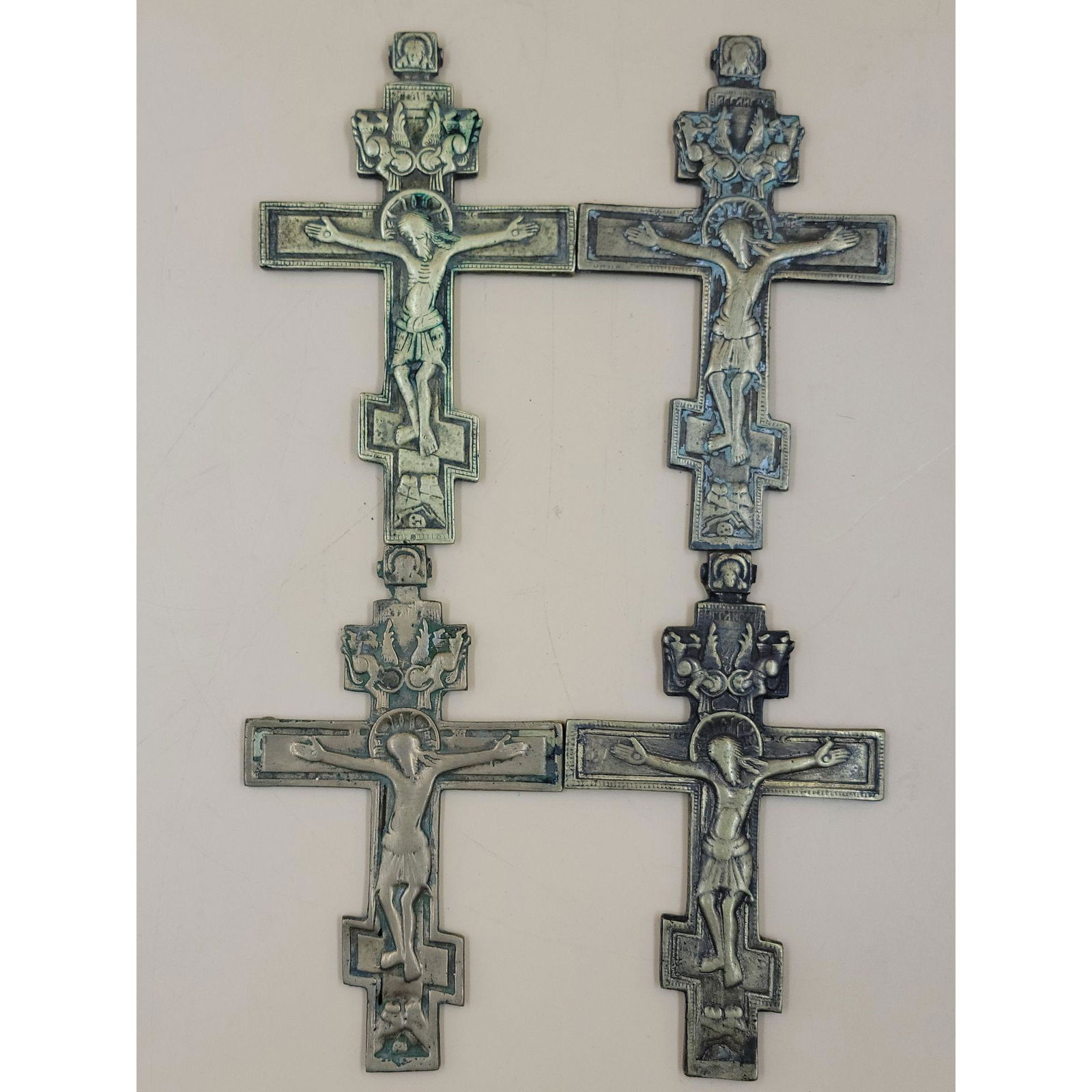 Lot Of 4 Antique Russian Bronze Crucifix Early 19th c (1 of 9)