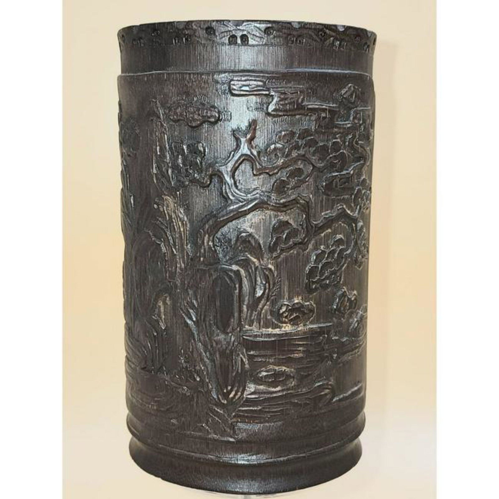 A Finely Carved Chinese Bamboo Brush Pot (1 of 14)