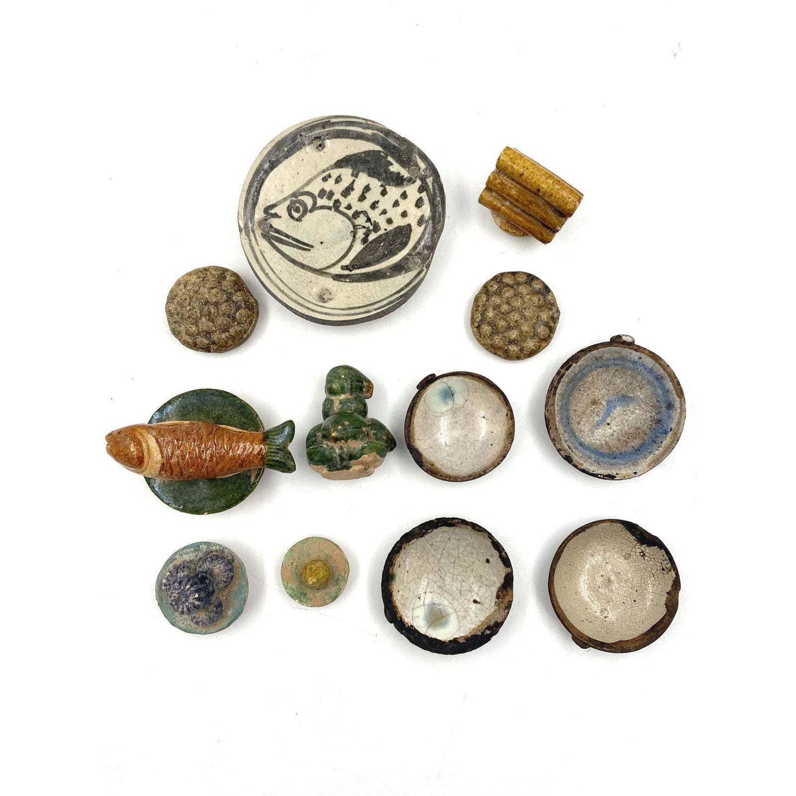 Collection (12) Of Antique Chinese Porcelain Lids (1 of 15)