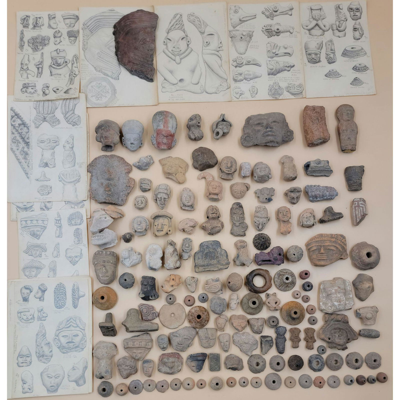 134 Pcs Of Pre Columbian Figures & Fragment w/ Drawings (1 of 20)