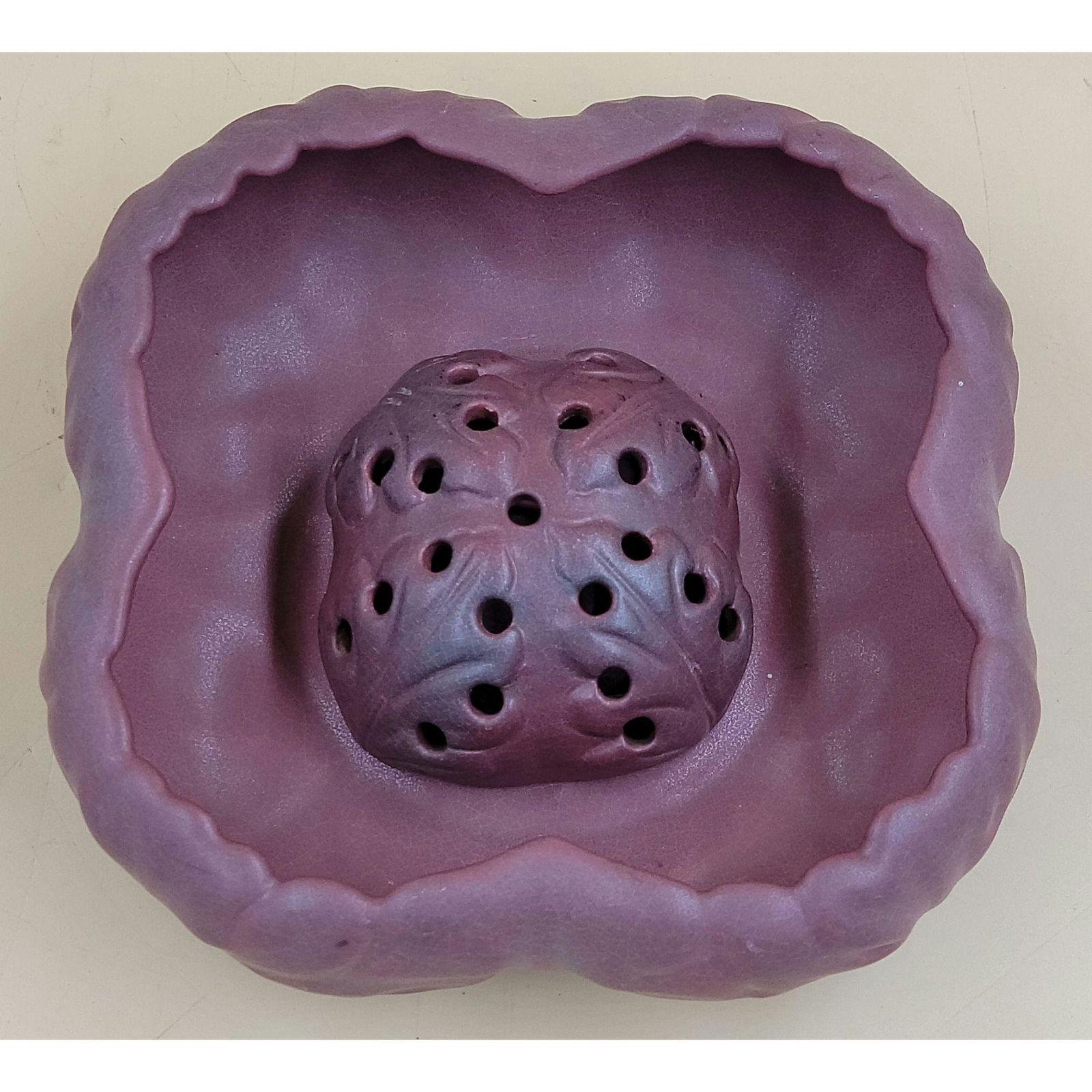 Signed Van Briggle Flower Frog 2 Pieces (1 of 7)