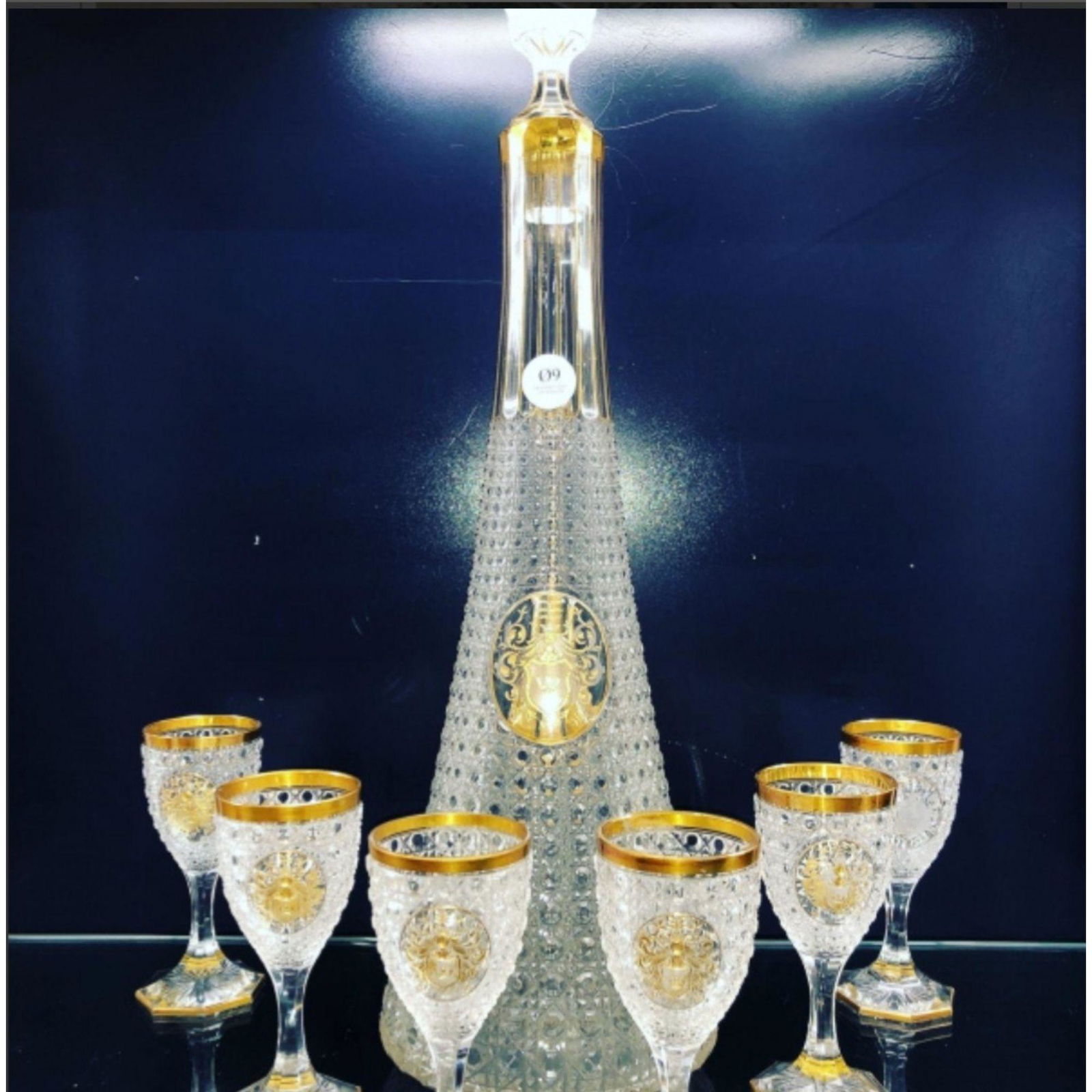 Large Antique Cut Glass Decanter Set 1900-20 (1 of 20)