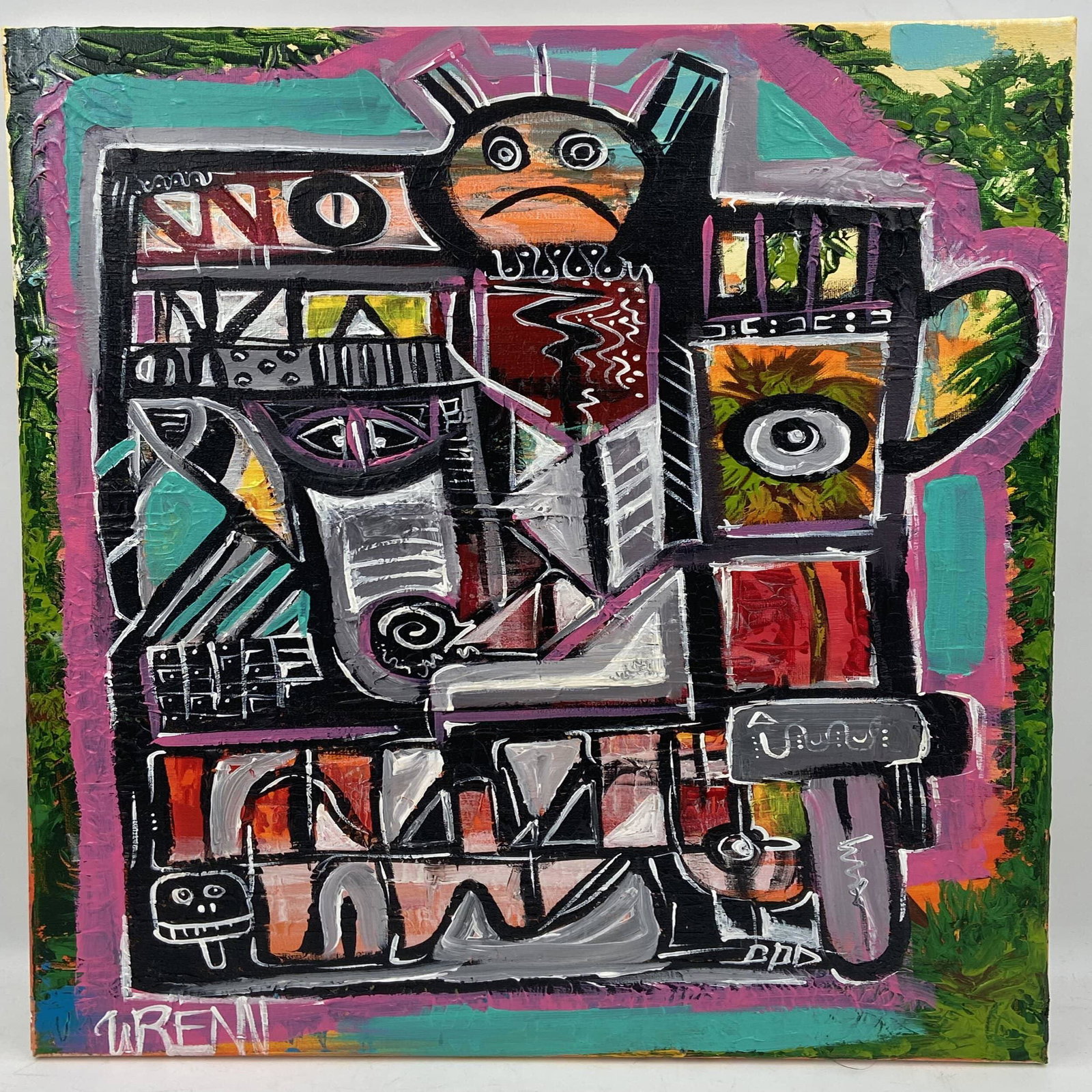 Cubist Painting By Florida Artist Matthew Wrenn: Cubist Painting By Florida Artist Matthew Wrenn, Measures 24" x 18"..... Please carefully read our terms of sale, shipping information, and request any condition reports or photos prior to placing a b