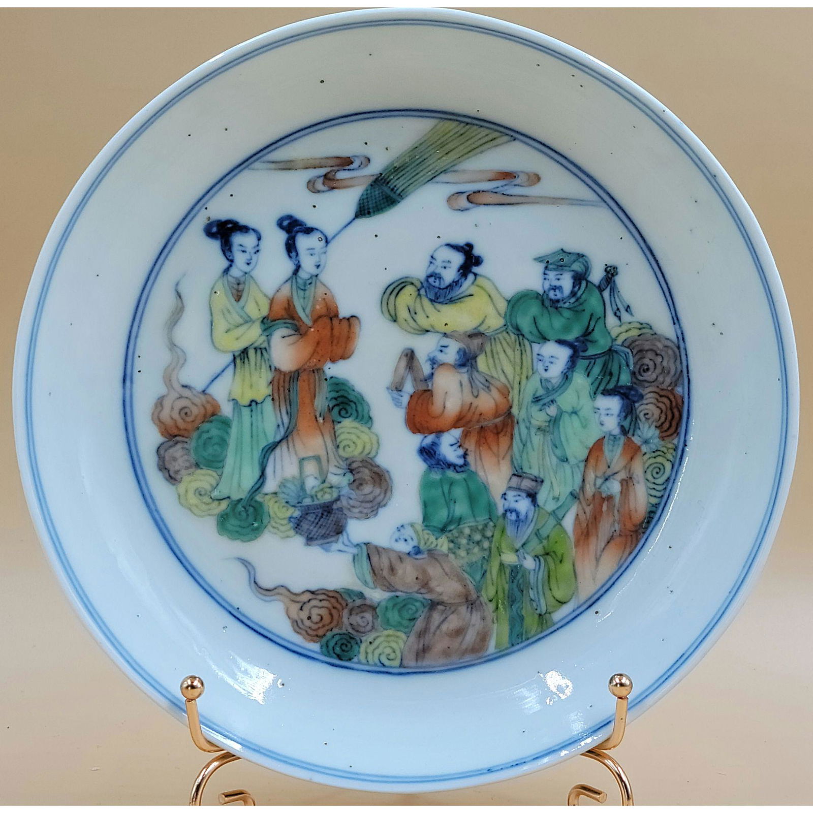 A Chinese Doucai Plate With Mark & 10 Figures (1 of 20)