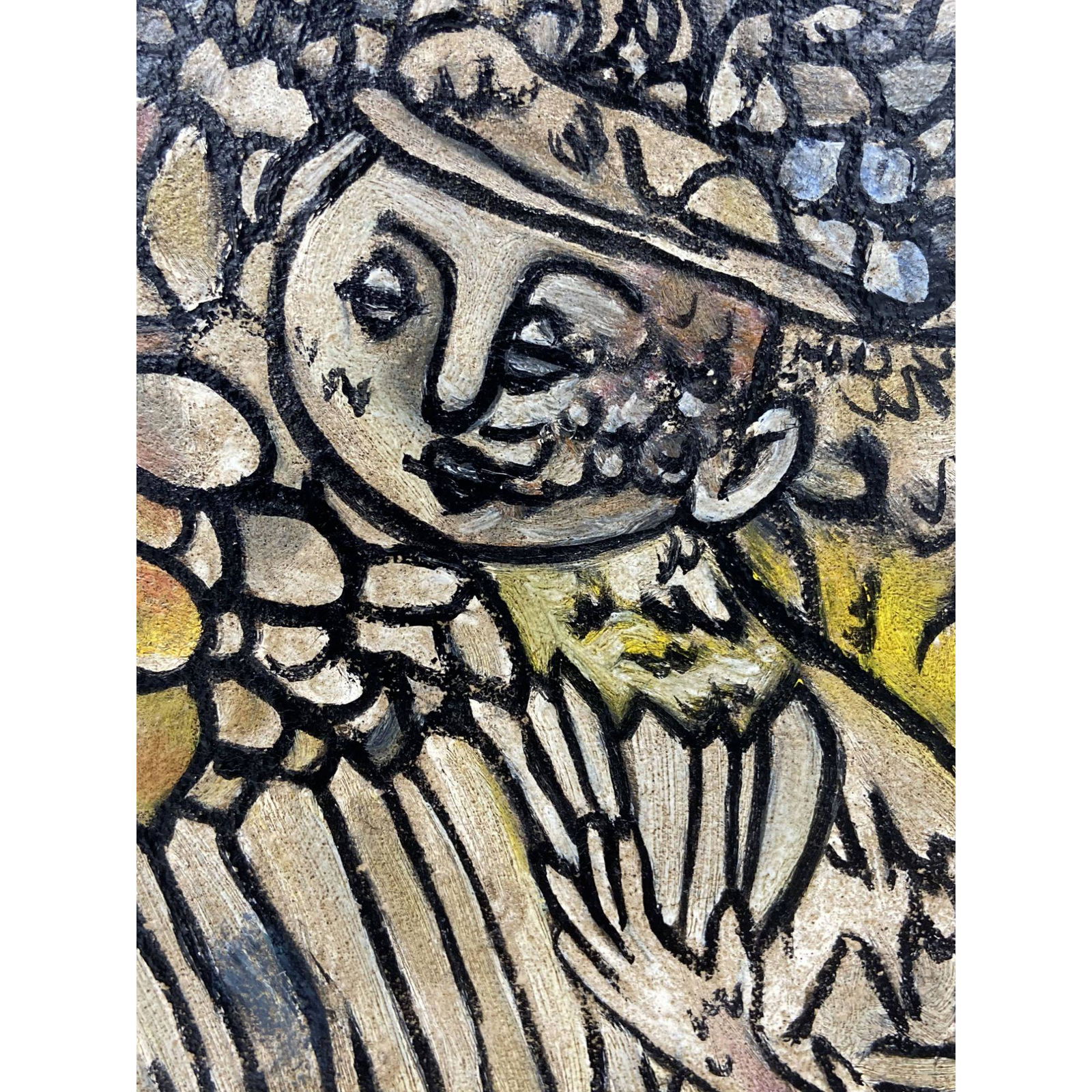 Antique Oil On Canvas Painting In The Style Of Chagall: Antique Oil On Canvas Painting In The Style Of Marc Chagall. frame measures 20 7/8"x 19" site measures 15 1/2" x 17 1/2".Please carefully read our terms of sale, shipping information, and request any