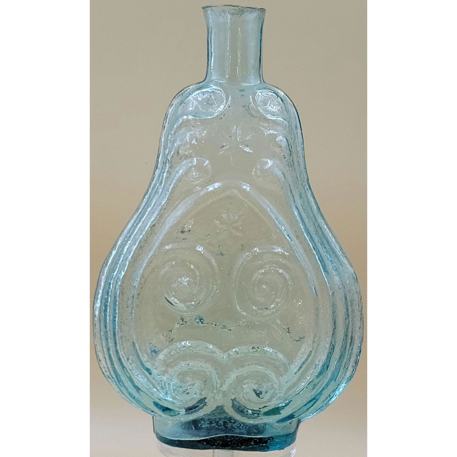Antique Hand Blown Glass Flask: Antique Hand Blown Glass Flasks 19th C. Measure 9 1/4".This item and many more forthcoming are from the estate of a true antiquity connoisseur in every sense of the word. This antiquarian truly enjoye