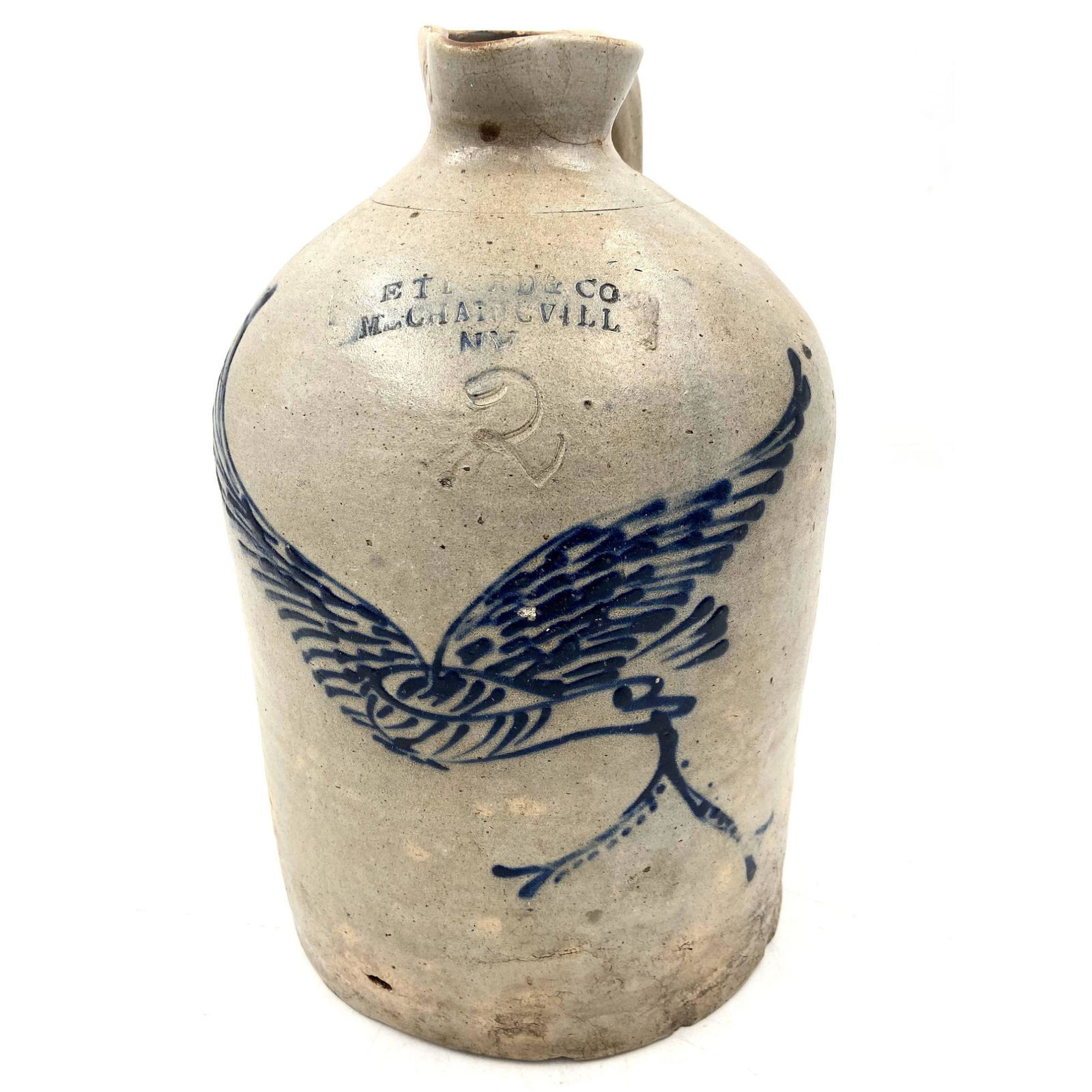 RARE Stoneware Jug Mechanicville New York 19th C (1 of 17)