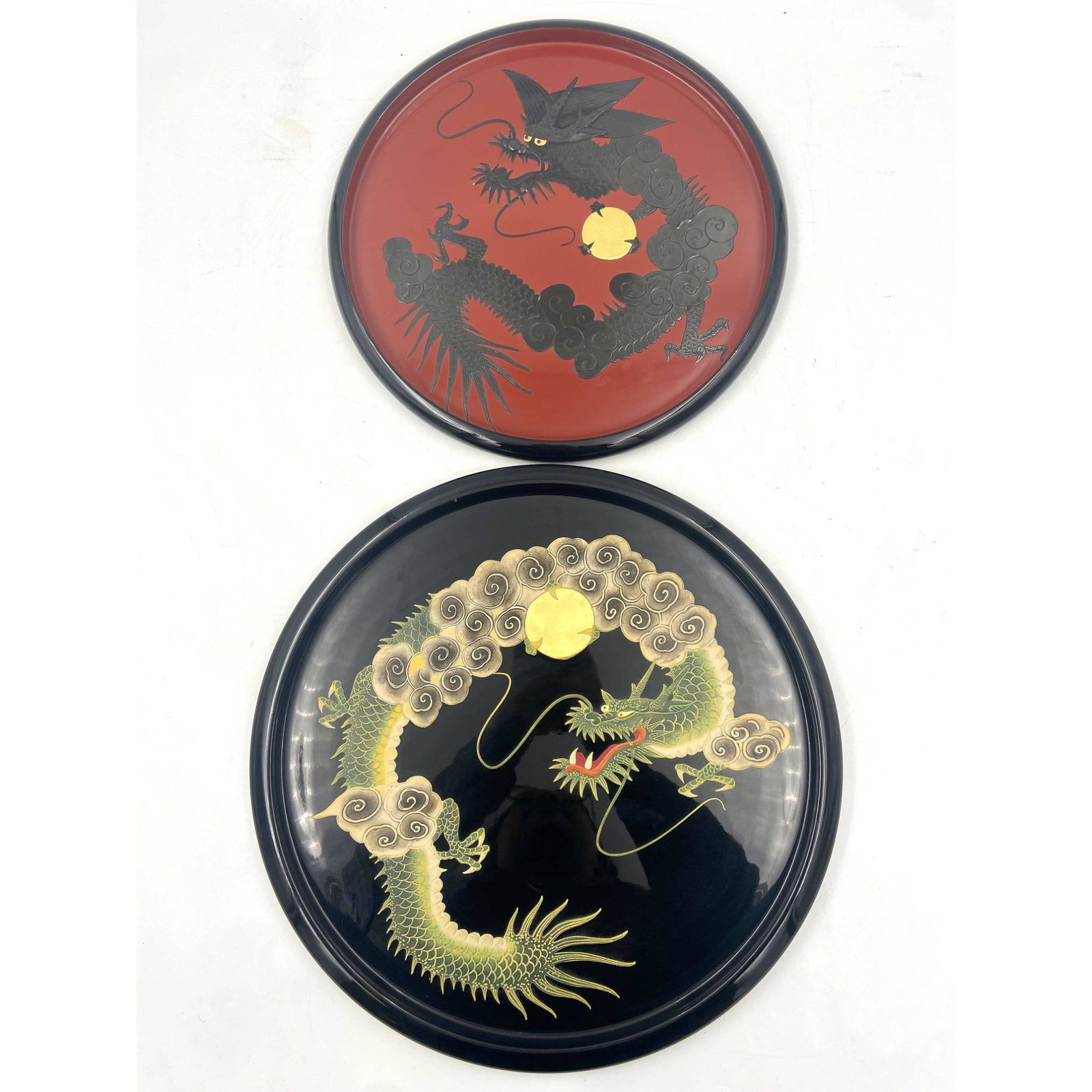 Pair Of Vintage Chinese Lacquered Serving Trays (1 of 17)