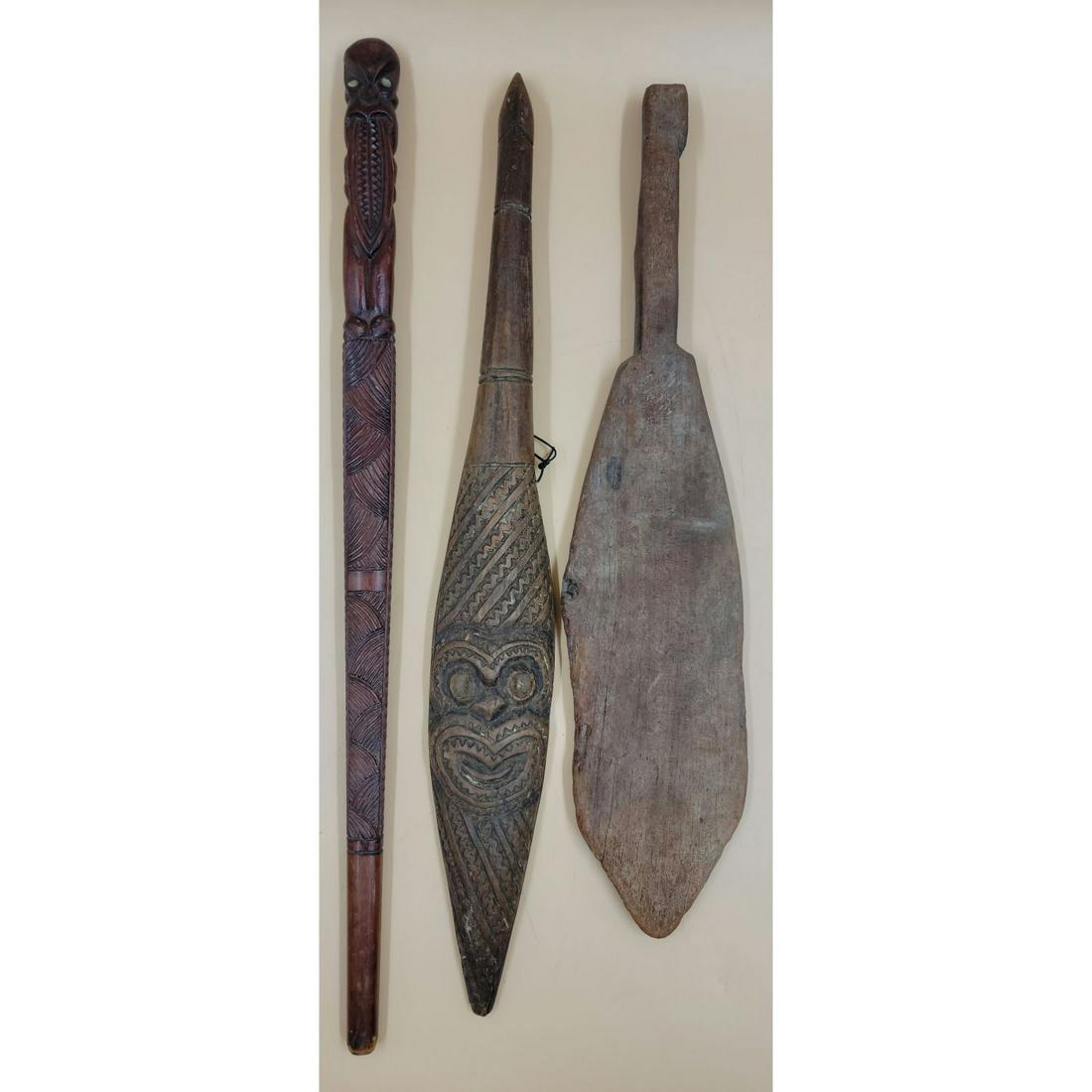 Vintage Maori Clubs / Stick: Vintage Maori Clubs / Stick. Measure 19" To 22" Long. This lot, and many forthcoming are from the estate of a true antiquity connoisseur in every sense of the word. This antiquarian truly enjoyed the 