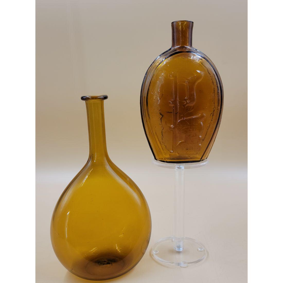 2 Glass Flasks Amber Railroad Flask  (2) (1 of 11)