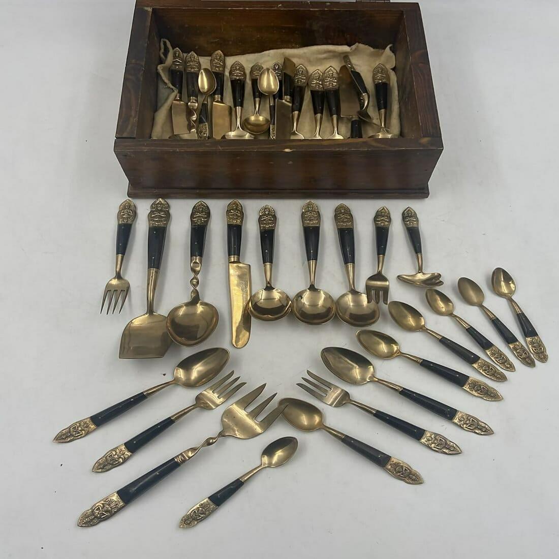 Siam Brass Flatware Set 37 Pieces (1 of 12)